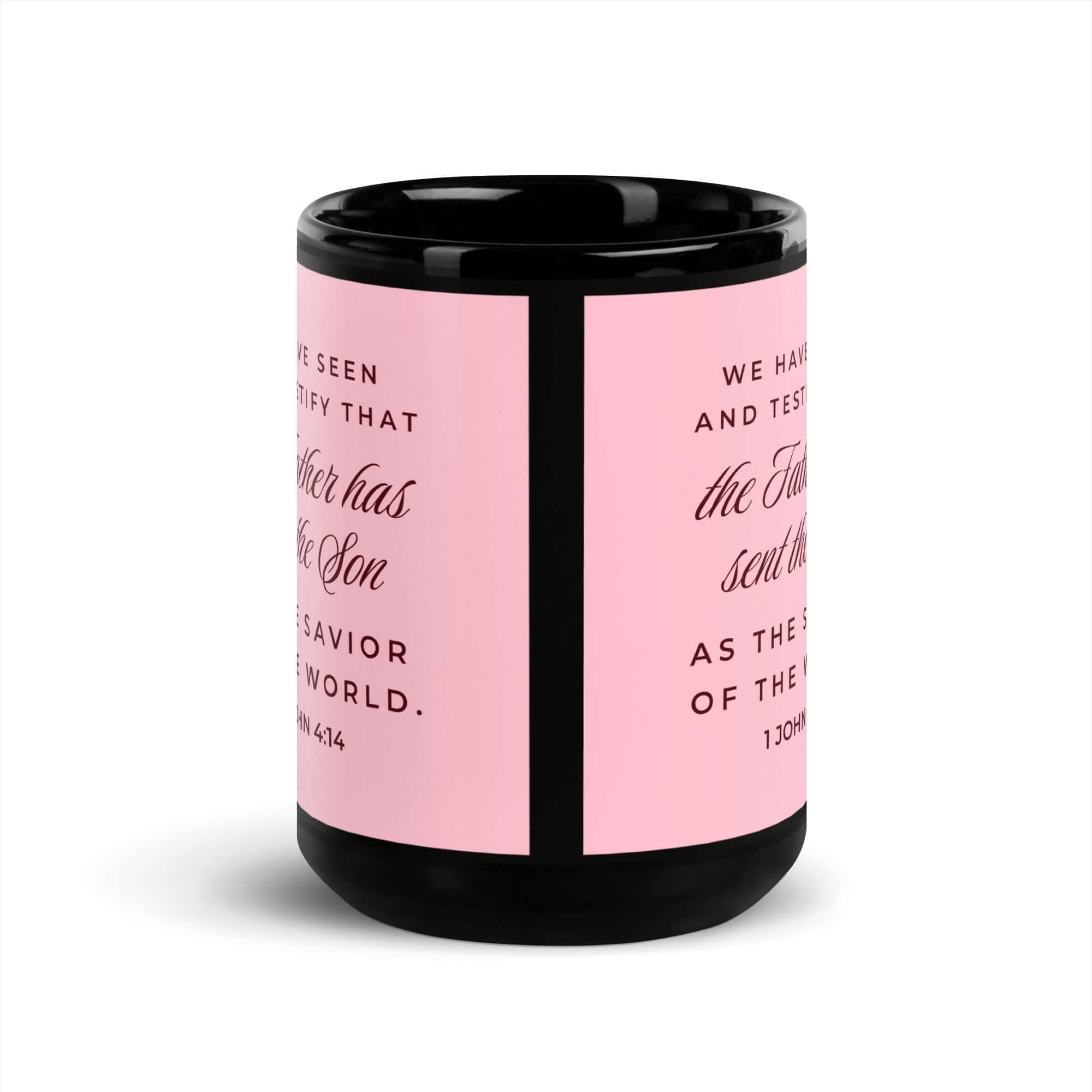 1 John 4:14 Bible Verse, We have seen Black Glossy Mug