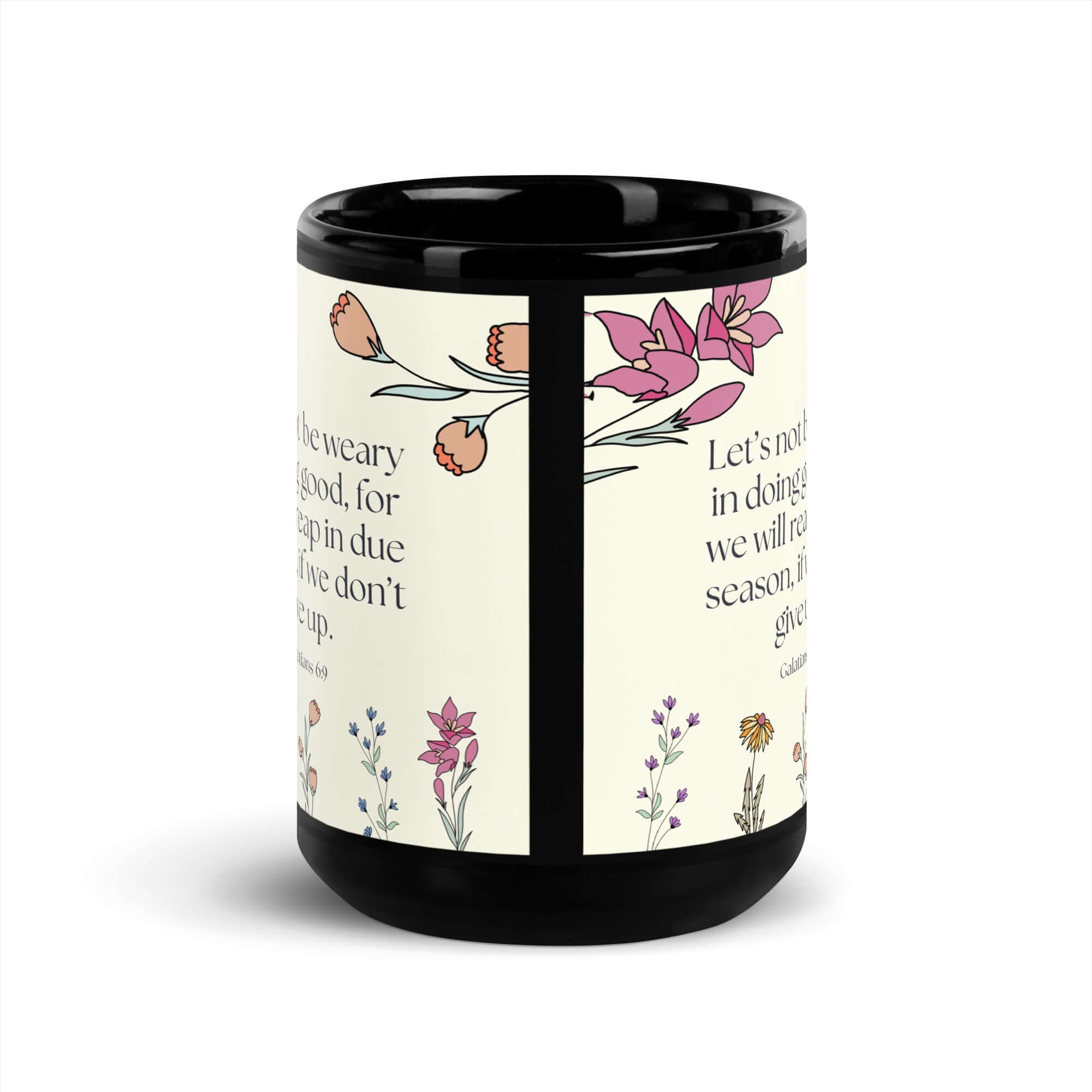 Galatians 6:9 Bible Verse, in doing good Black Glossy Mug