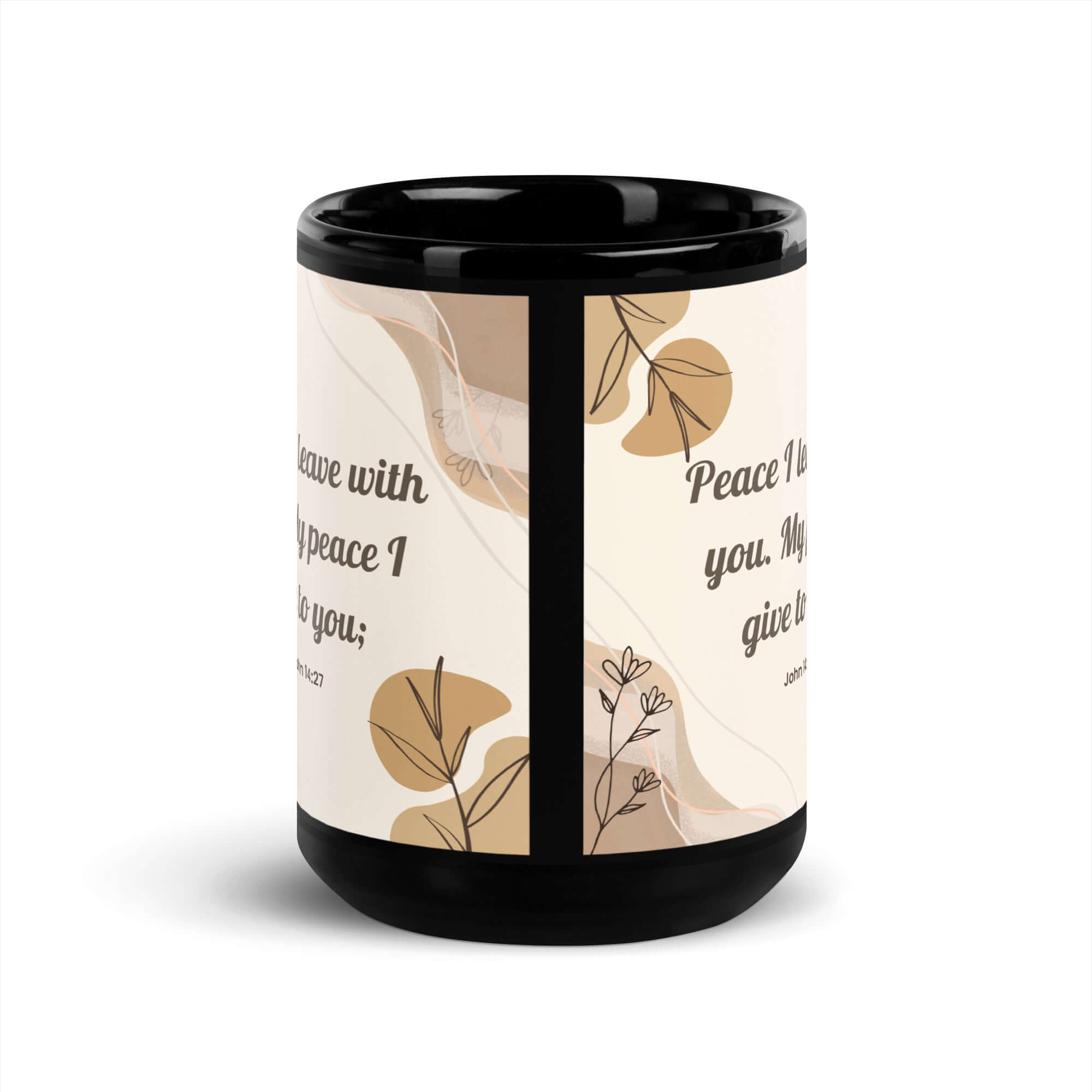 John 14:27 Bible Verse, Peace I Black Glossy Mug