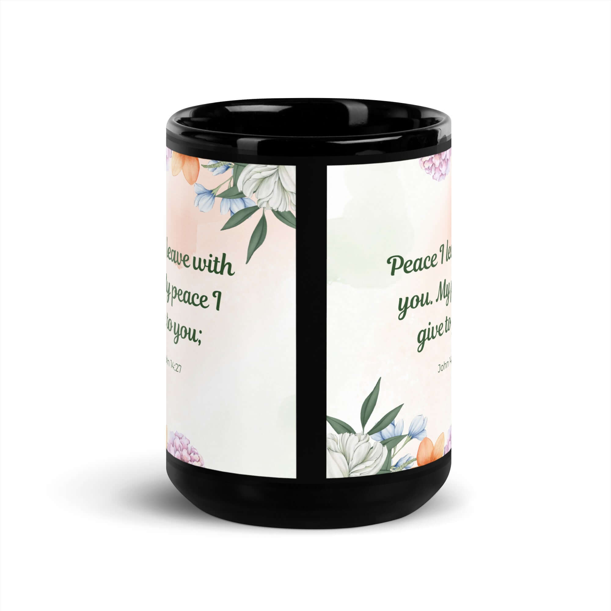 John 14:27 Bible Verse, with you Black Glossy Mug