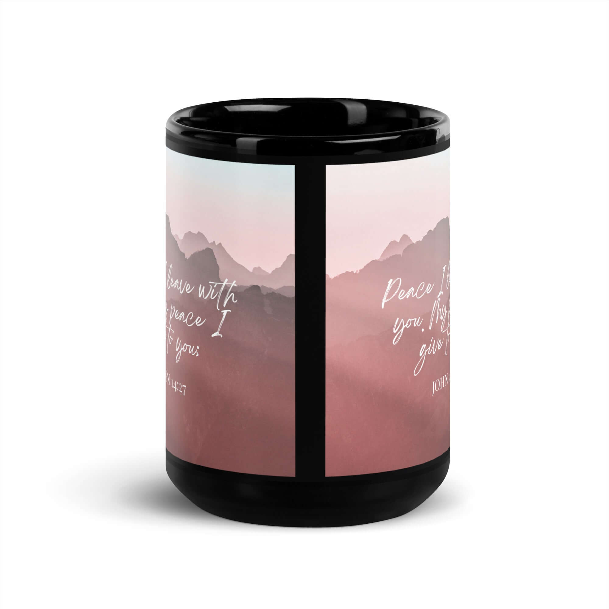 John 14:27 Bible Verse, I give you Black Glossy Mug