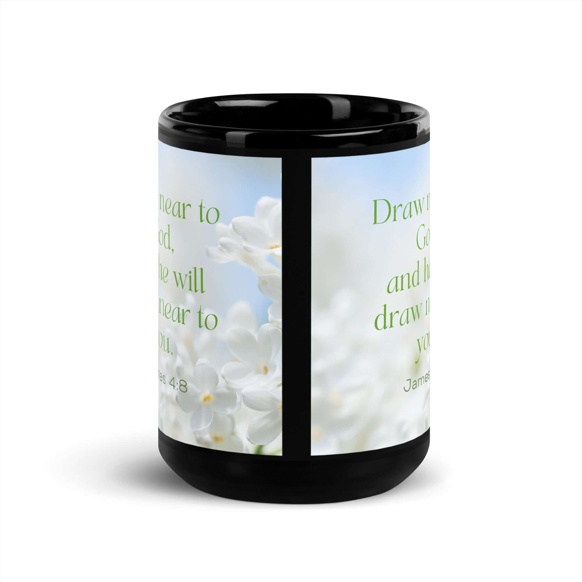 James 4:8 Bible Verse, Draw near Black Glossy Mug