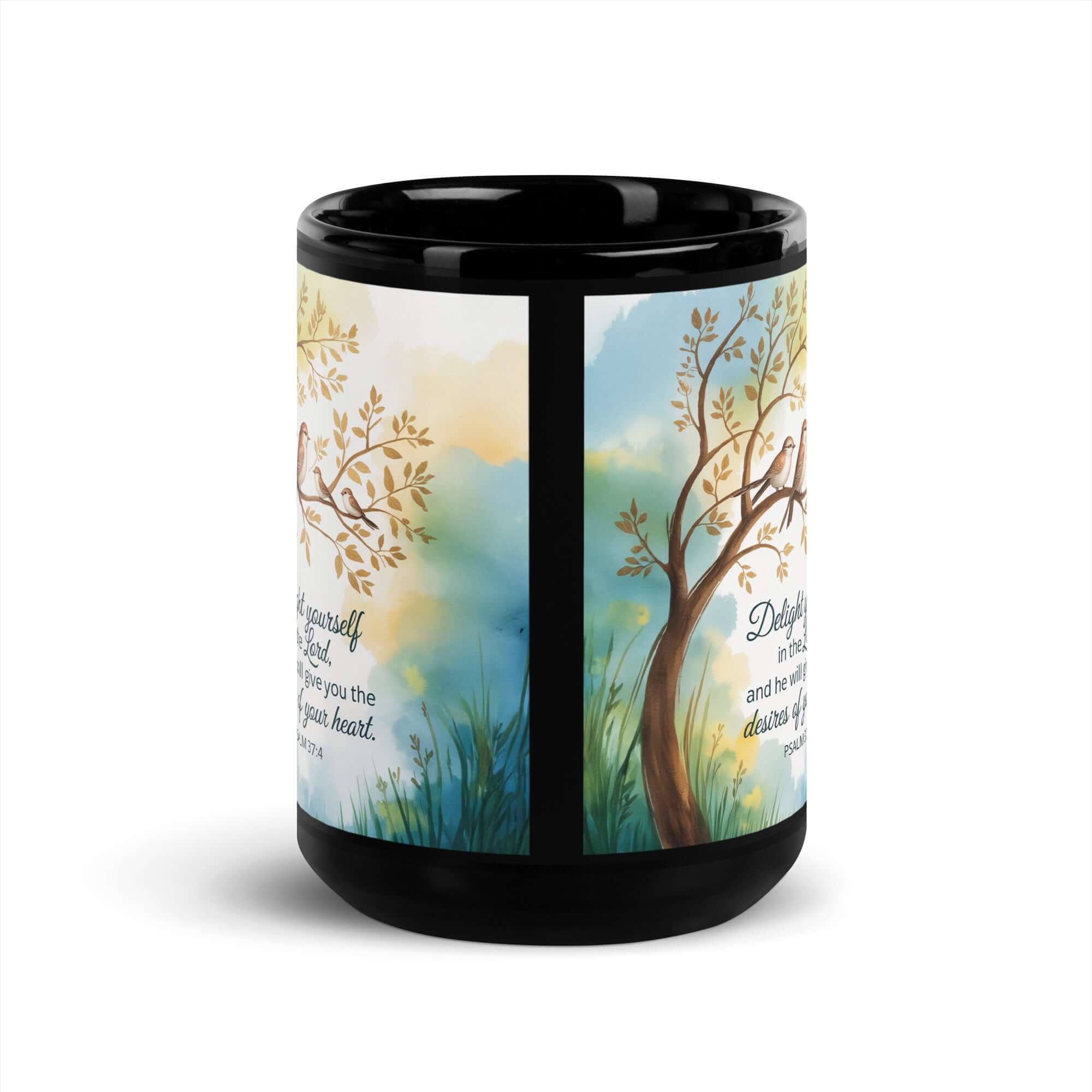 Psalm 37:4 Bible Verse, Yourself Black Glossy Mug