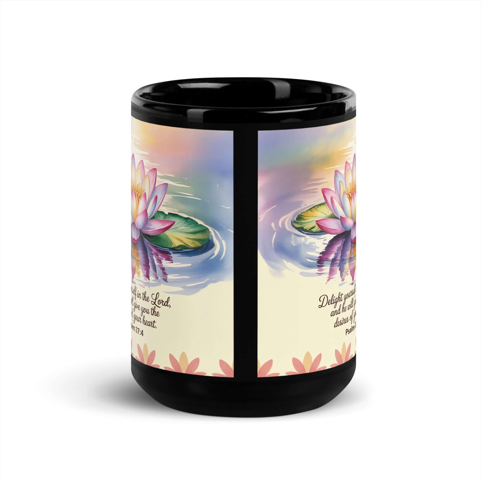 Psalm 37:4 Bible Verse, the Lord Black Glossy Mug