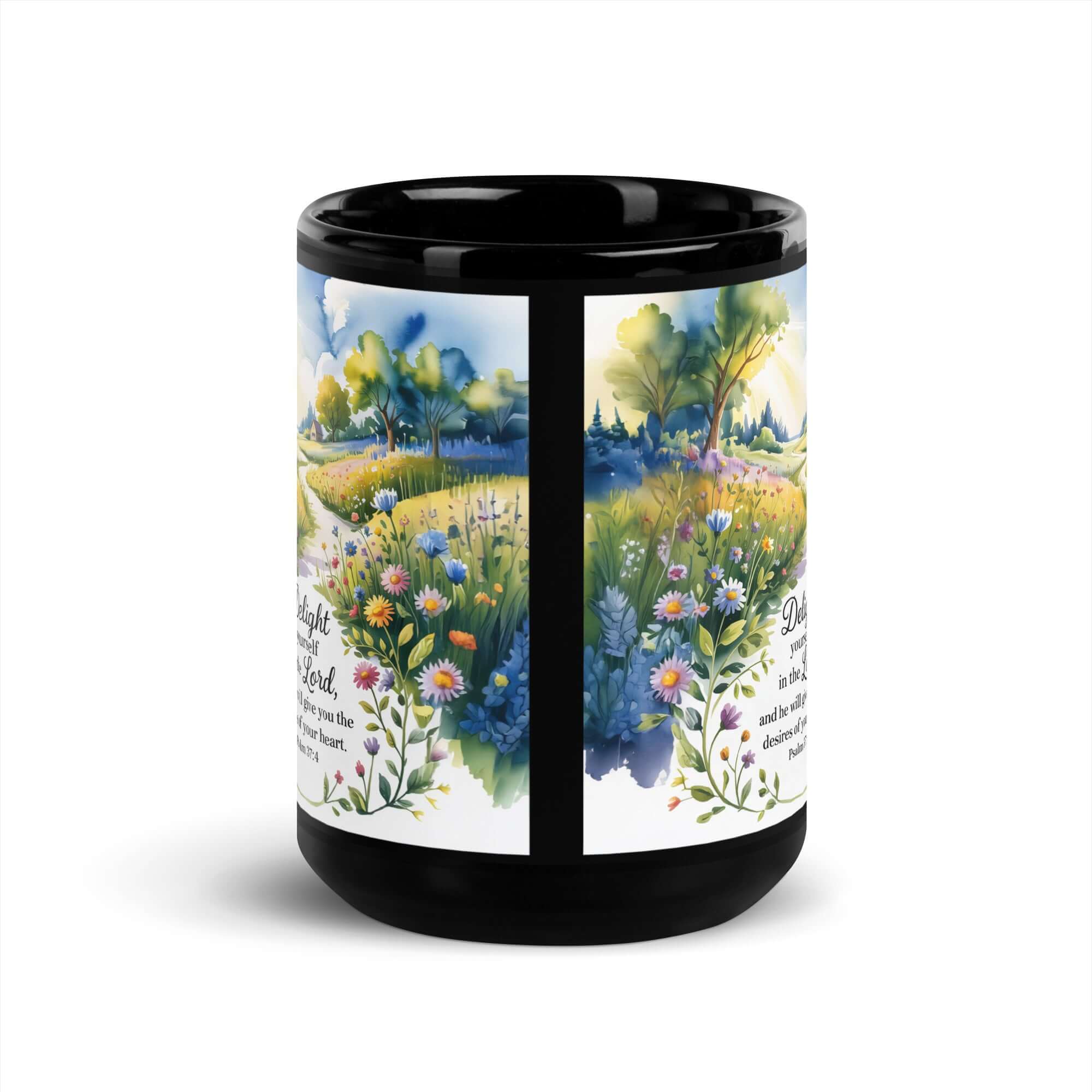 Psalm 37:4 Bible Verse, desires Black Glossy Mug