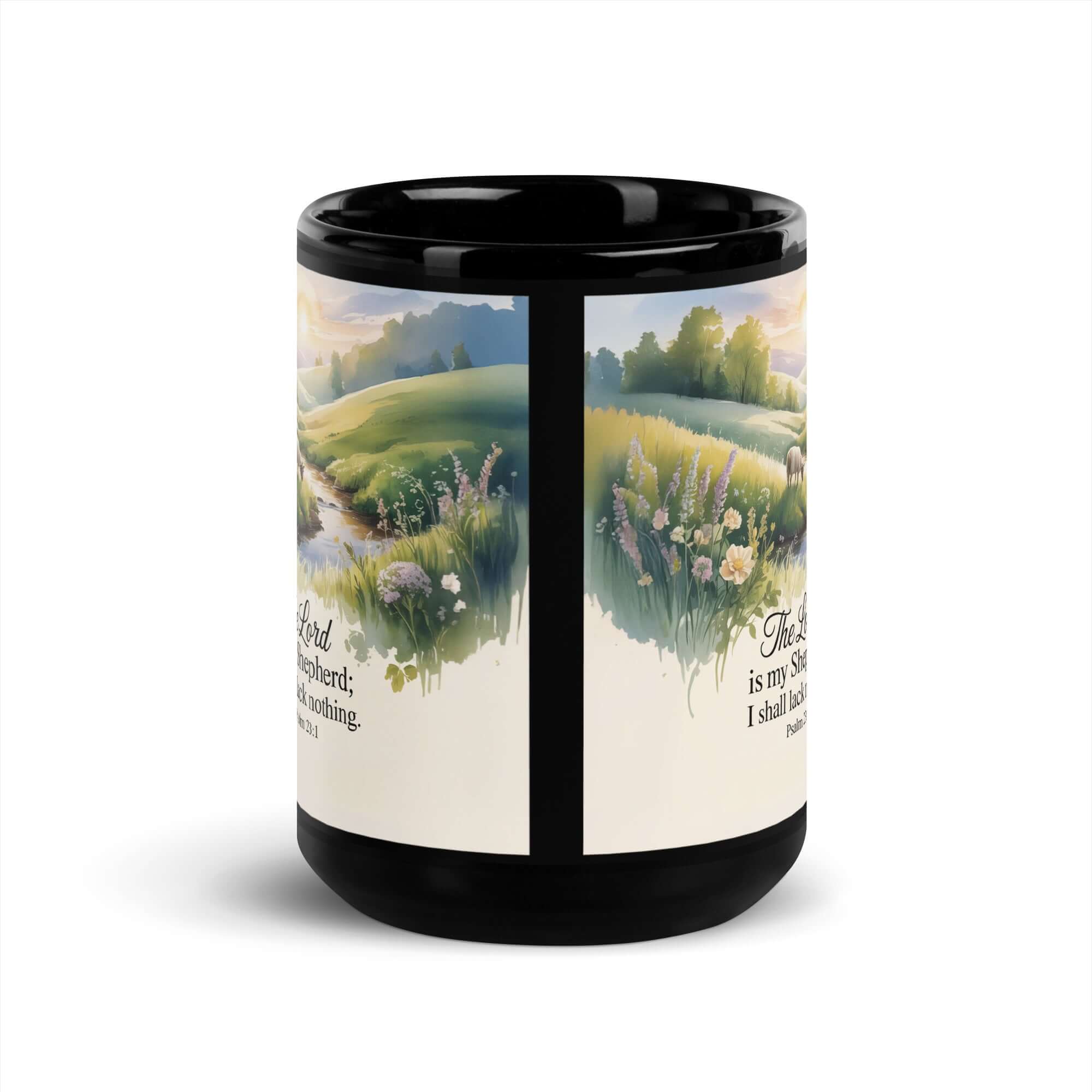 Psalm 23:1 Bible Verse, Lord Black Glossy Mug