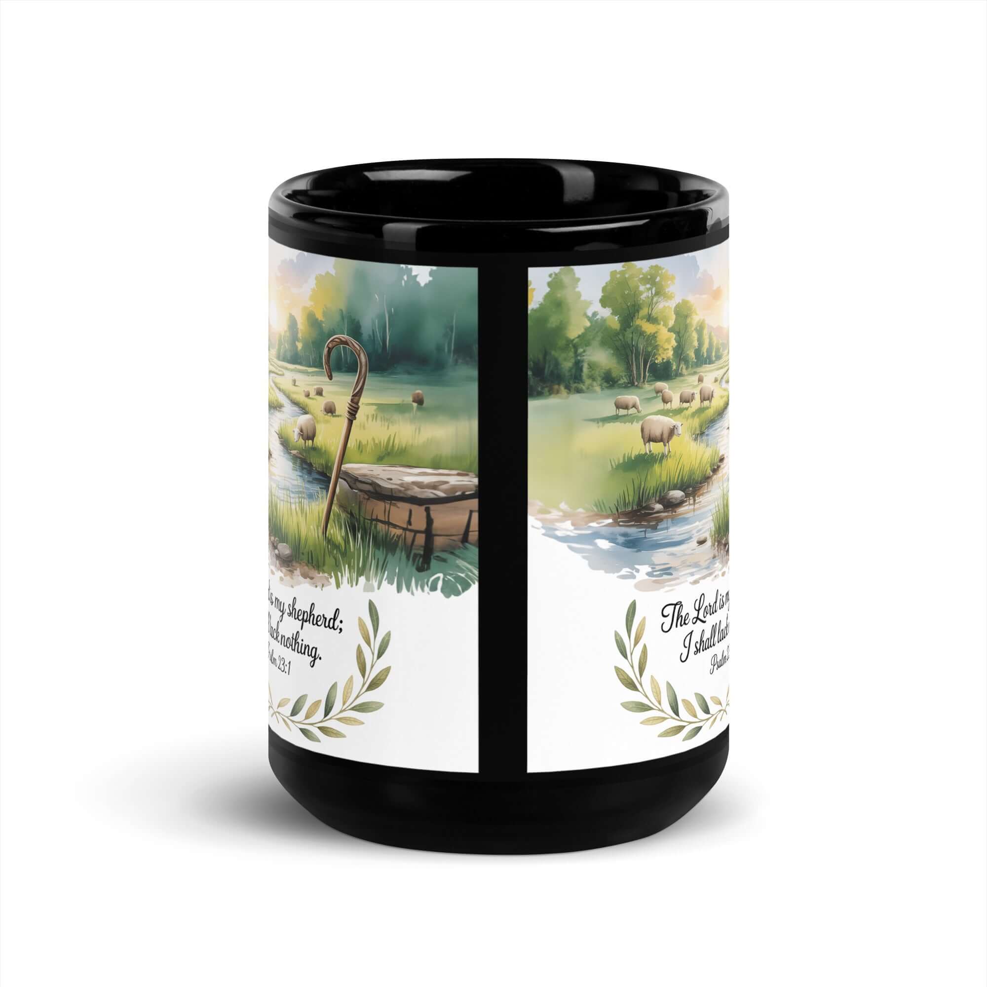 Psalm 23:1 Bible Verse, is my Black Glossy Mug