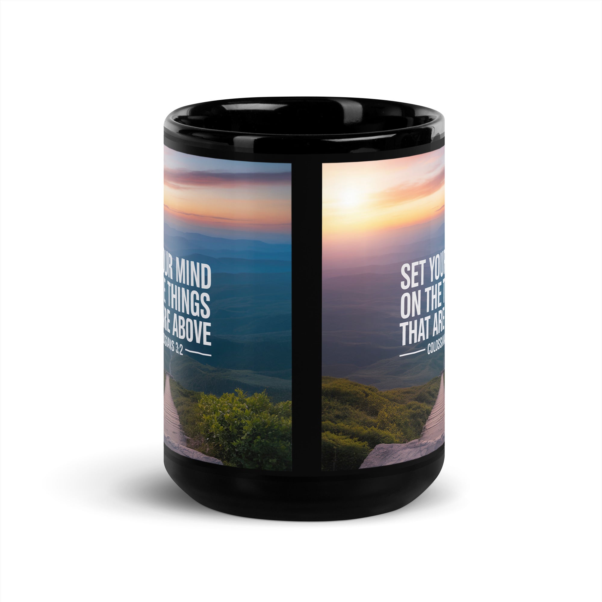 Colossians 3:2 Bible Verse your mind Black Glossy Mug