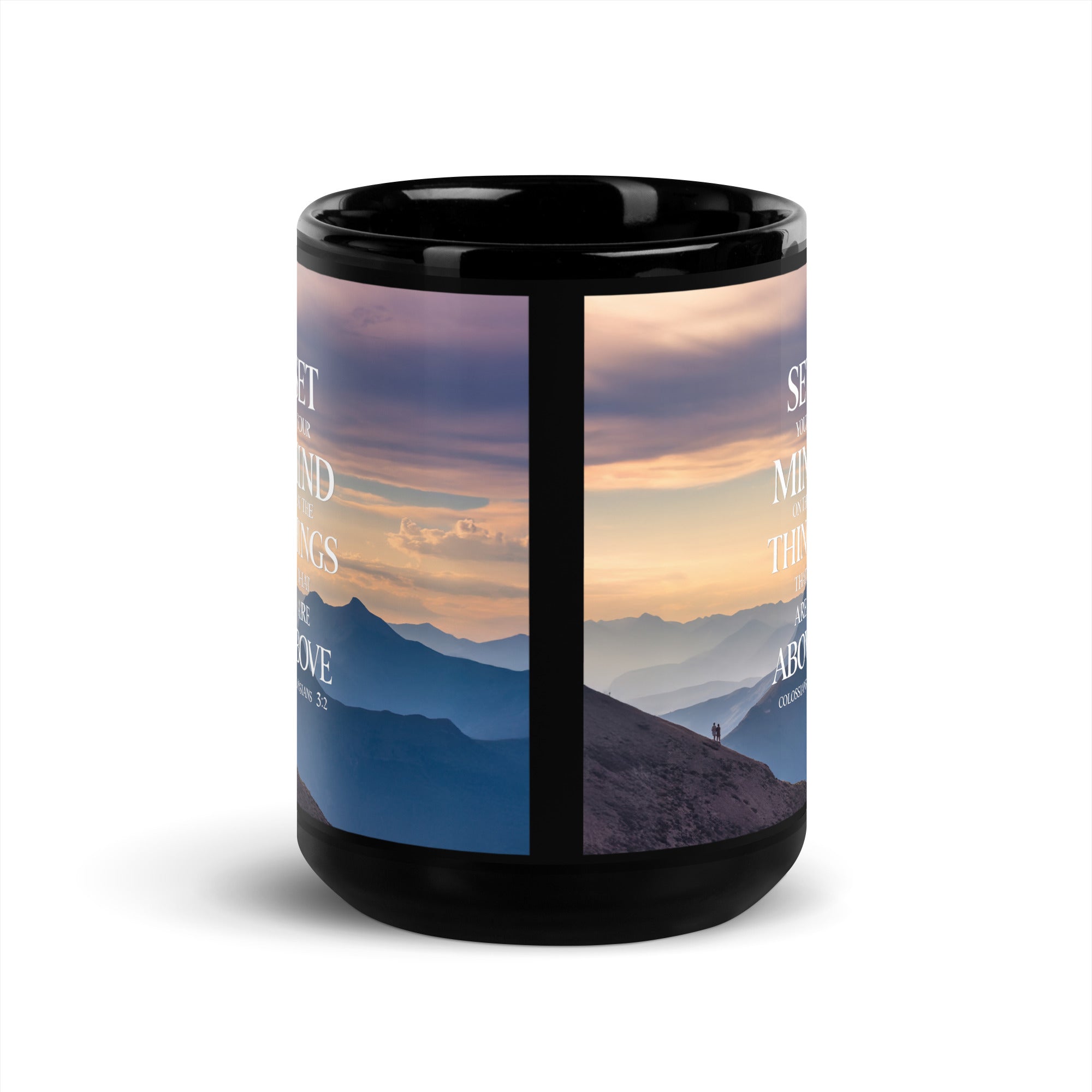 Colossians 3:2 Bible Verse things that Black Glossy Mug