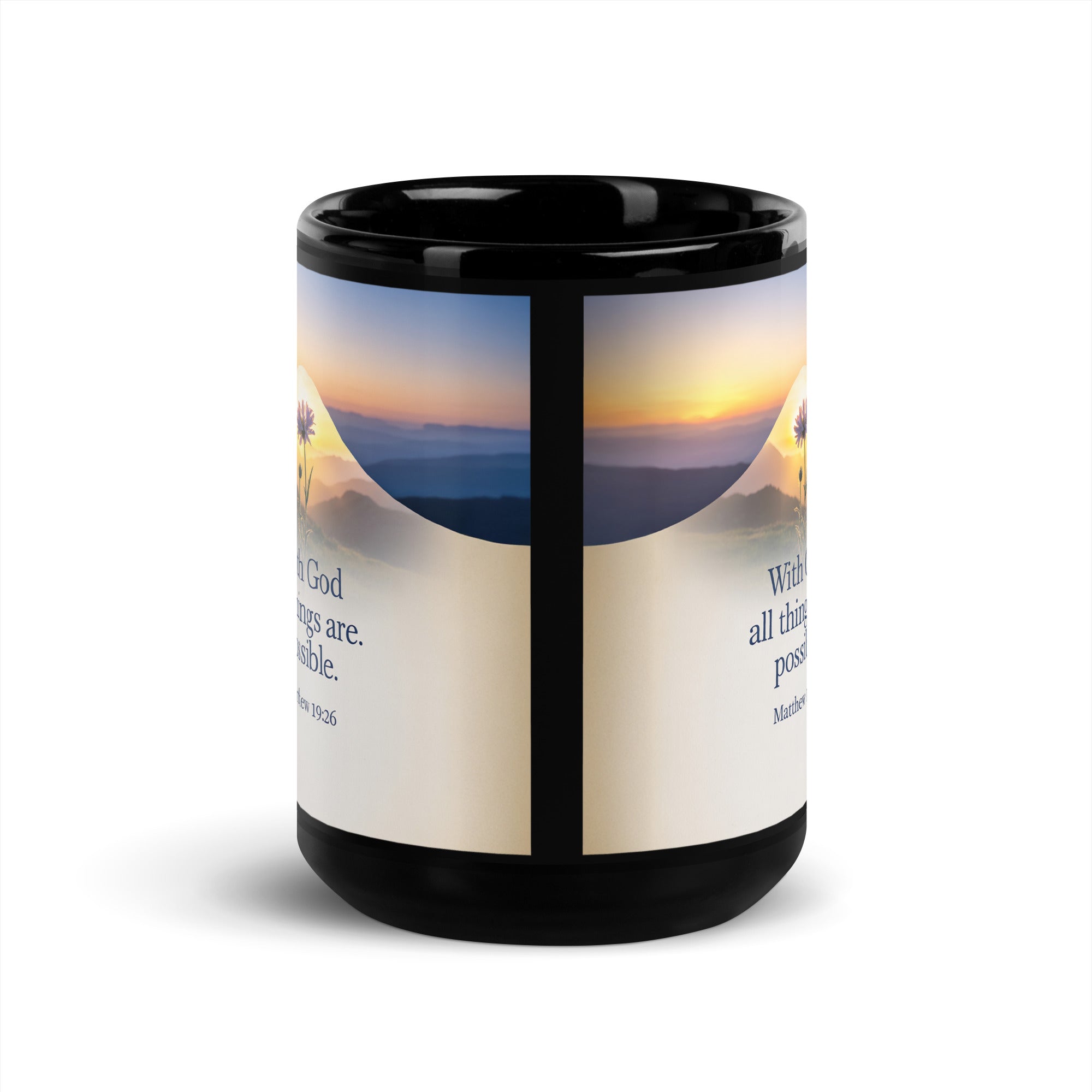 Matthew 19:26 Bible Verse at them Black Glossy Mug
