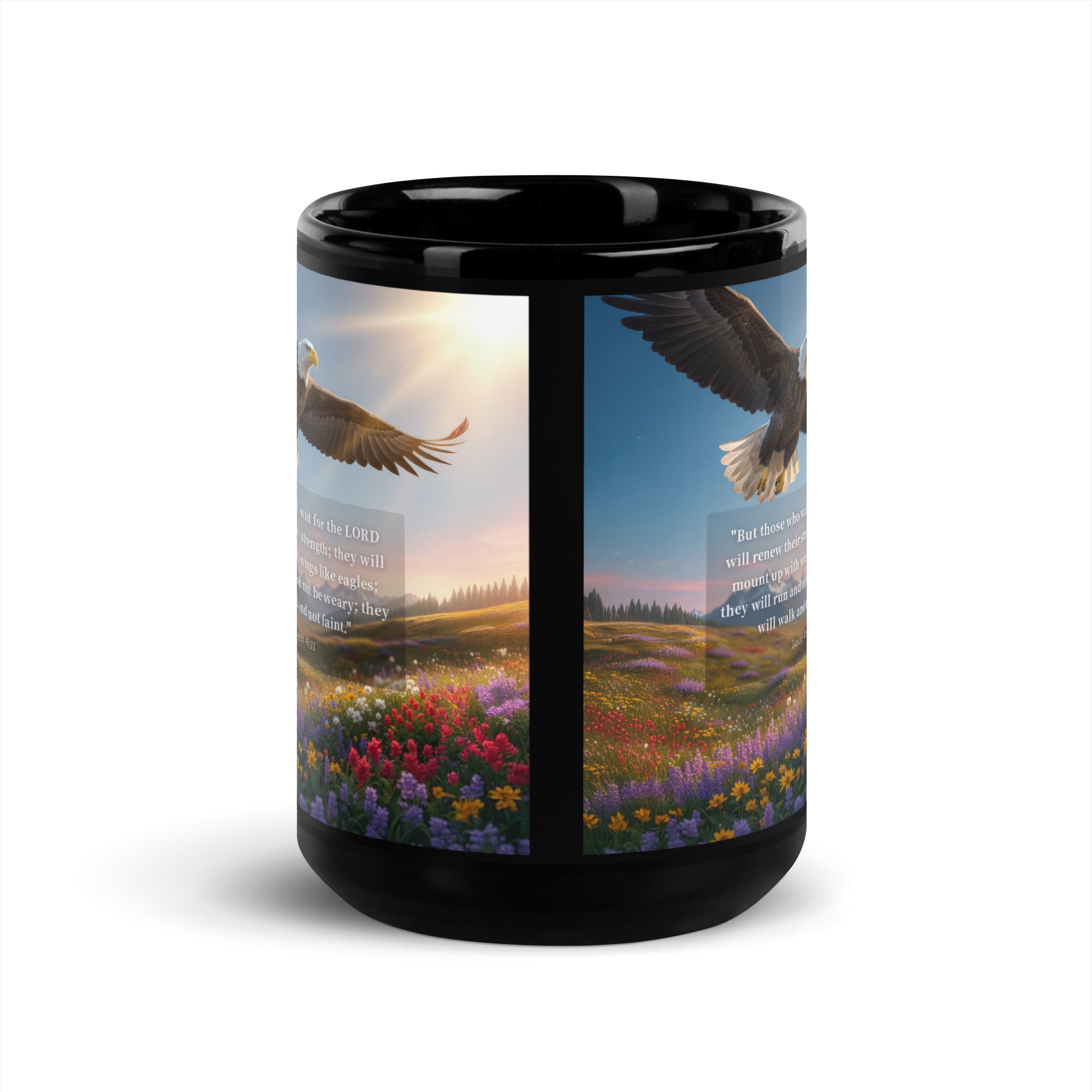 Isaiah 40:31 Bible Verse Who Wait Black Glossy Mug