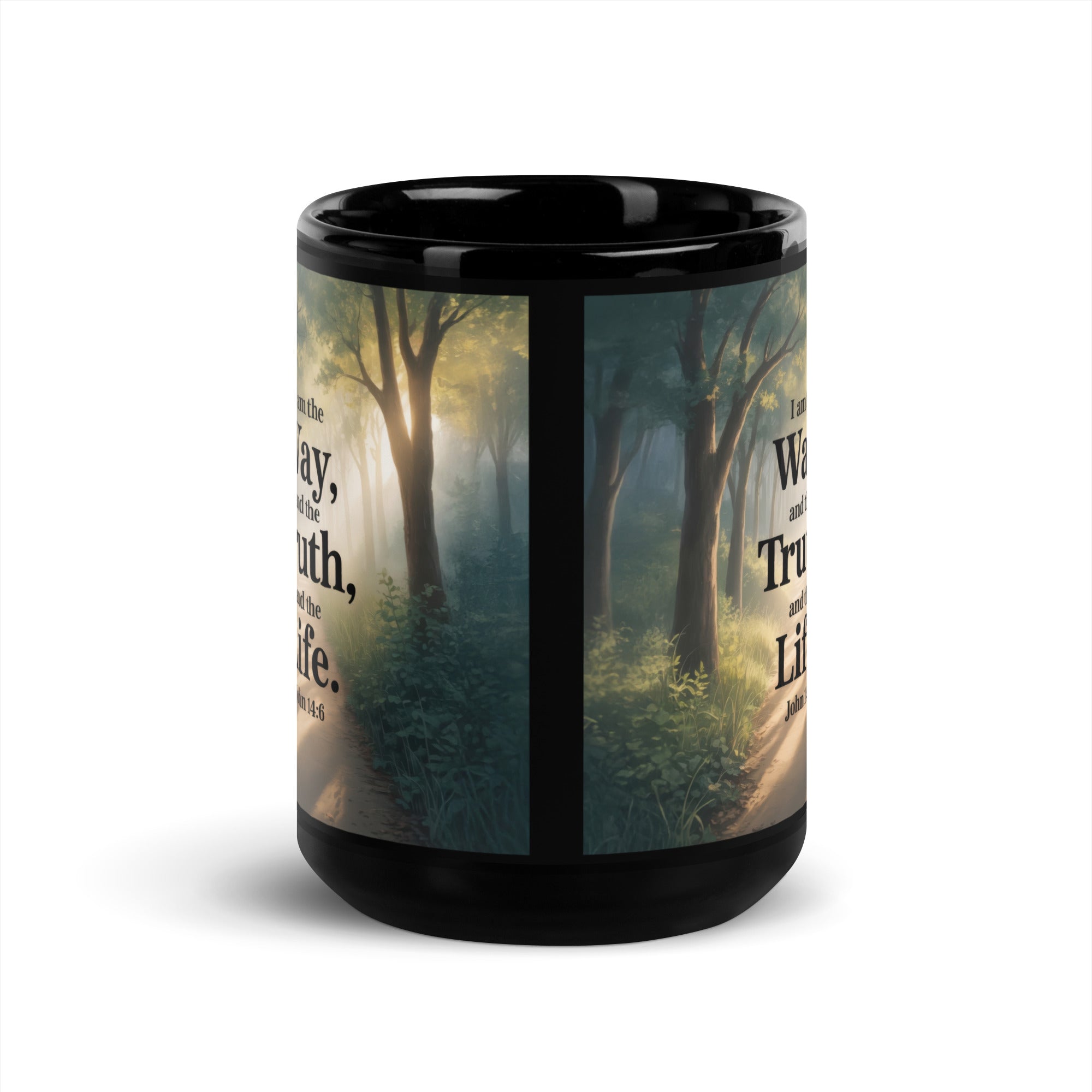 John 14:6 Bible Verse The Life Black Glossy Mug