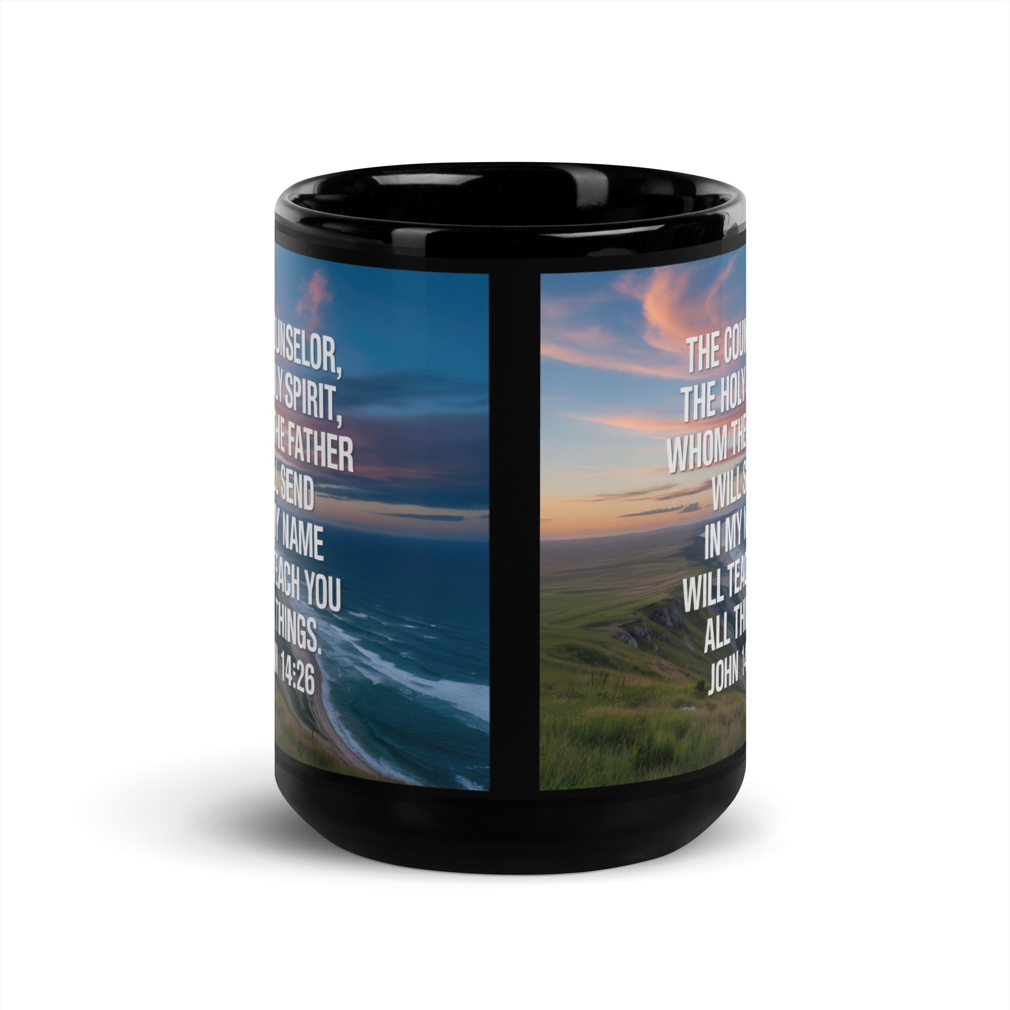 John 14:26 Bible Verse will teach Black Glossy Mug