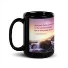 1 Corinthians 2:5 Bible Verse, power of God Black Glossy Mug 15 oz