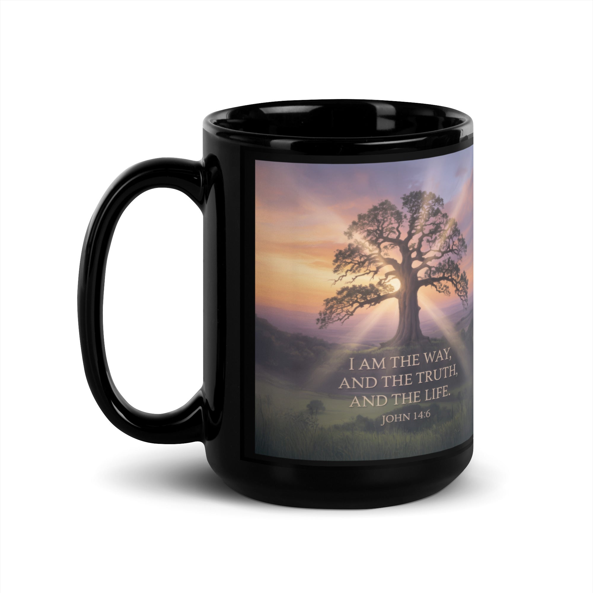 John 14:6 Bible Verse Jesus said Black Glossy Mug 15 oz