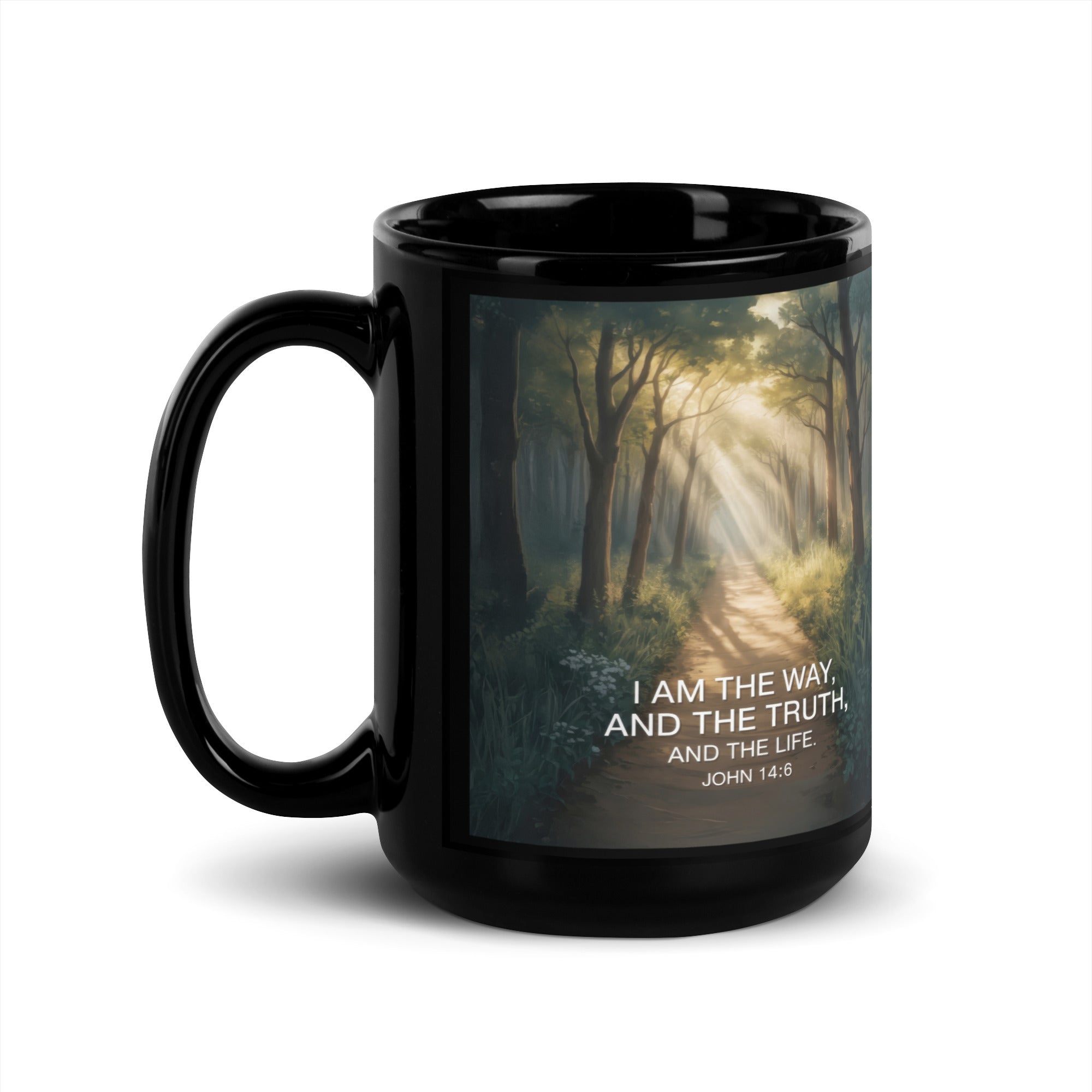 John 14:6 Bible Verse I Am Black Glossy Mug 15 oz
