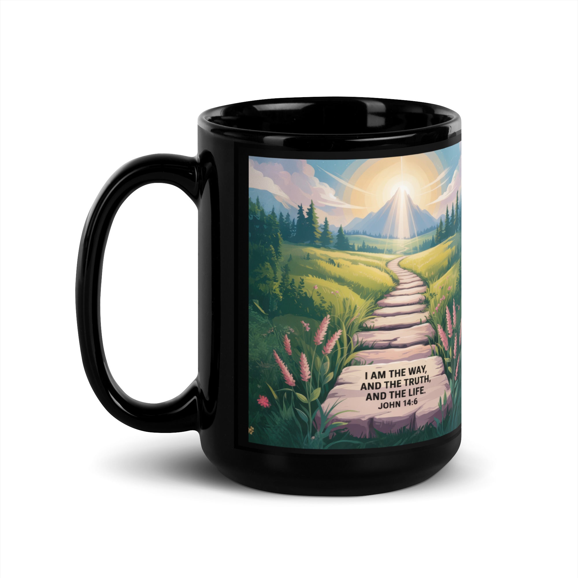 John 14:6 Bible Verse The Truth Black Glossy Mug 15 oz