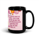 John 3:16 Bible Verse, For God So Loved Black Glossy Mug