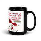Proverbs 10:12 Bible Verse, Love Covers All Black Glossy Mug