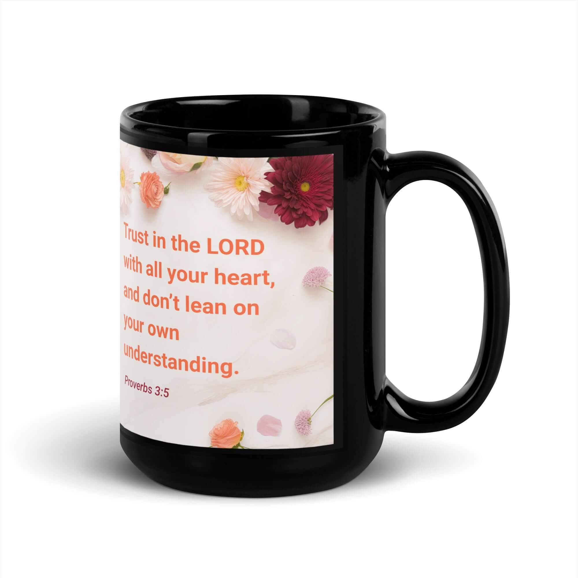 Proverbs 3:5 Bible Verse, Trust in the LORD Black Glossy Mug