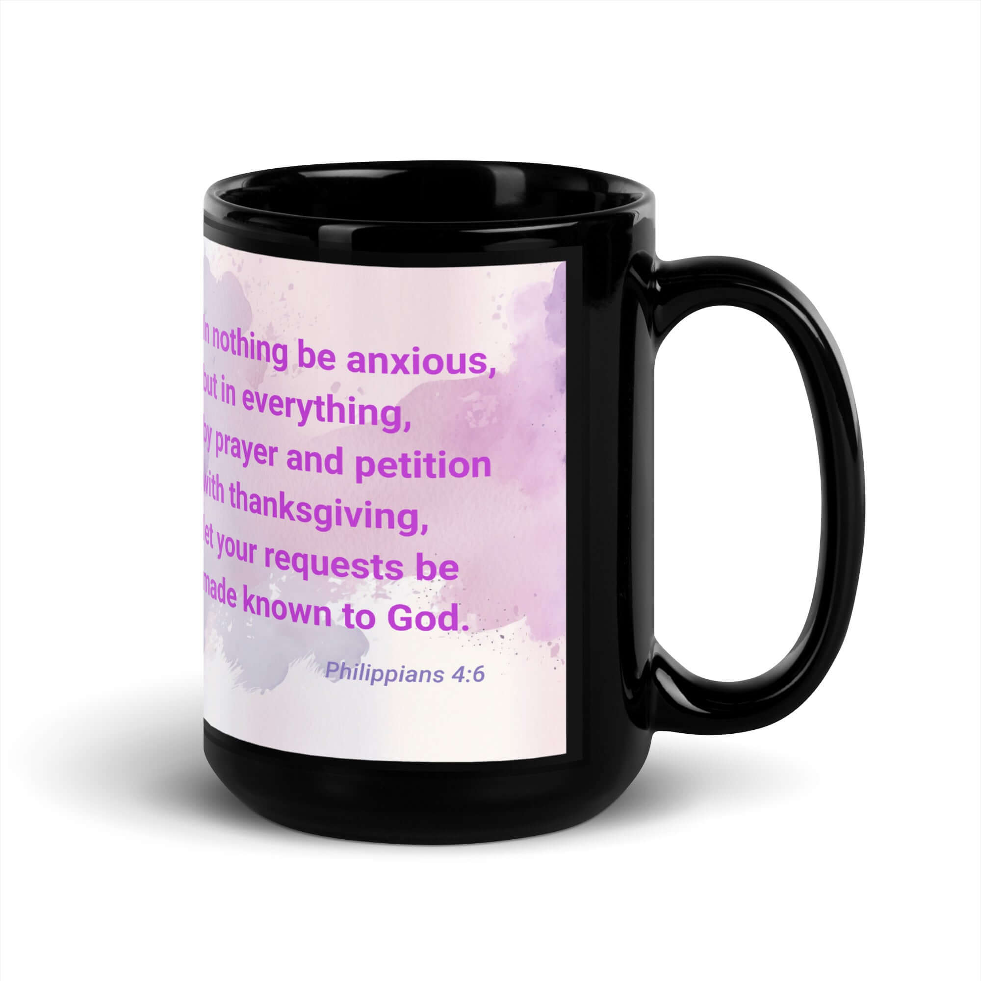 Philippians 4:6 Bible Verse, Prayer and Petition Black Glossy Mug