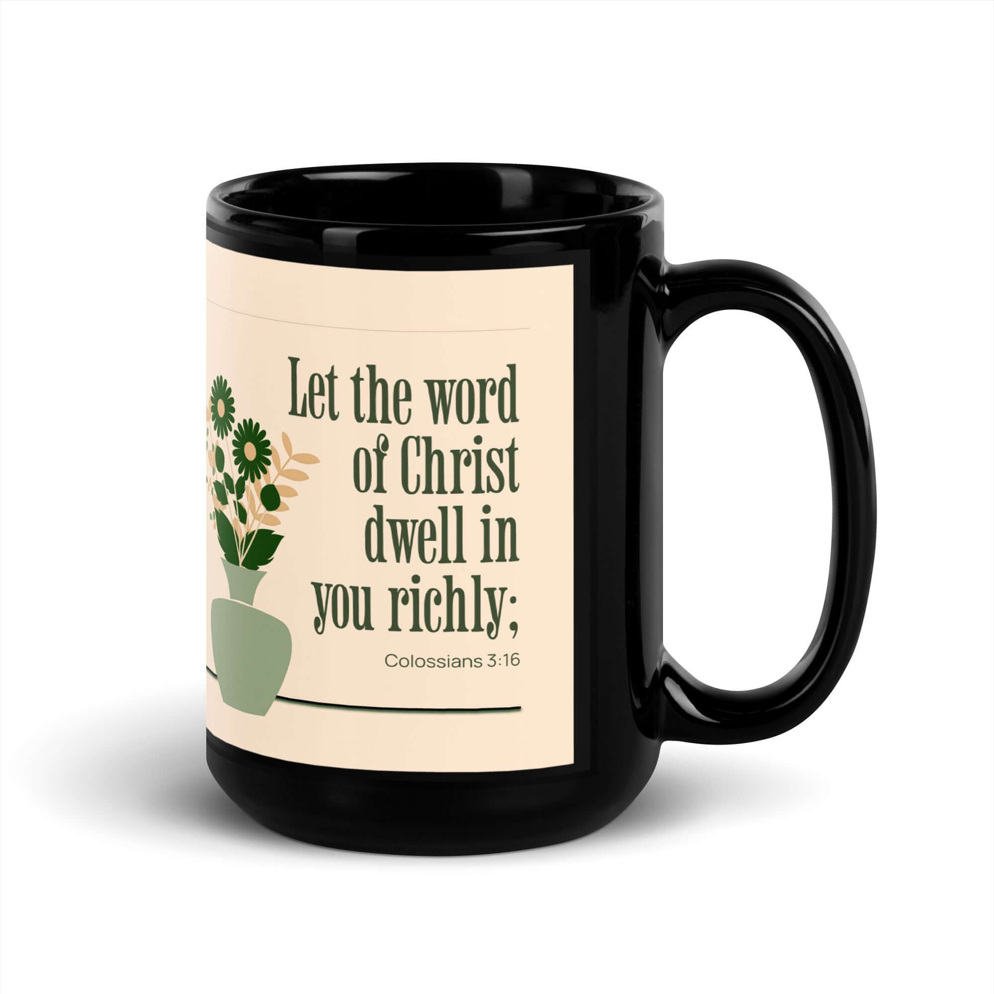 Colossians 3:16 Bible Verse, word of Christ Black Glossy Mug