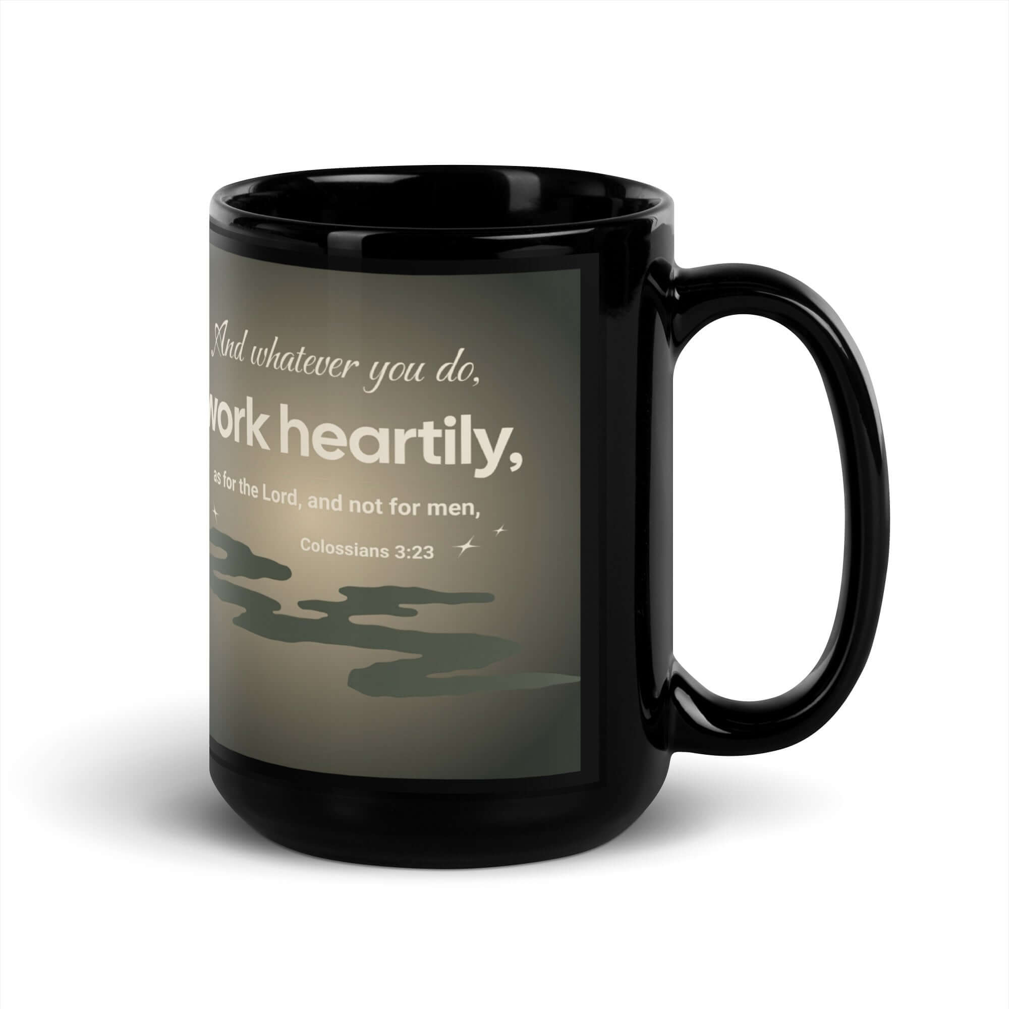 Colossians 3:23 Bible Verse, as for the Lord Black Glossy Mug