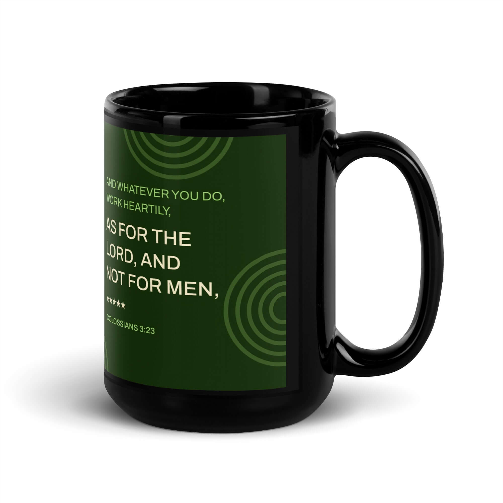 Colossians 3:23 Bible Verse, not for men Black Glossy Mug