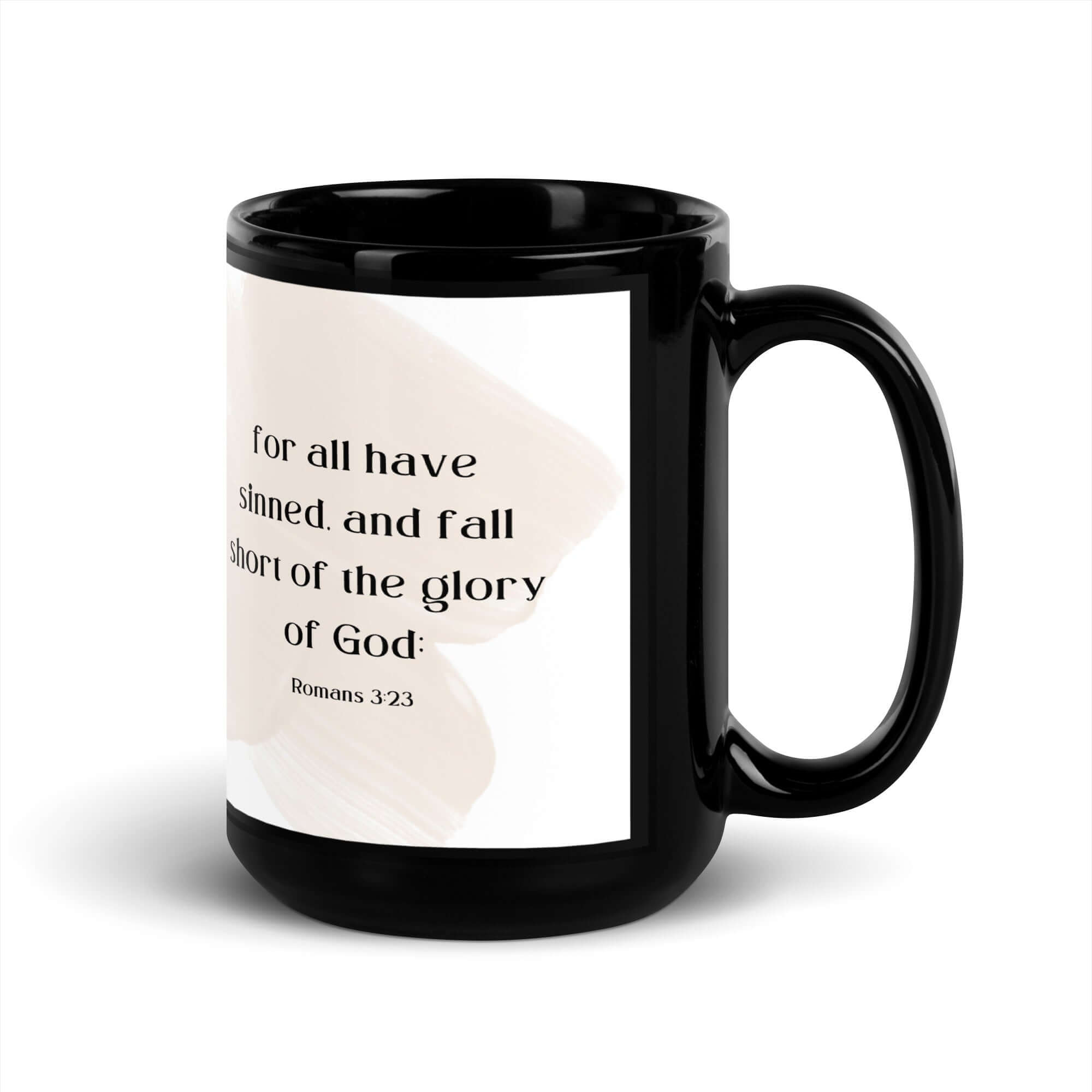 Romans 3:23 Bible Verse, fall short Black Glossy Mug