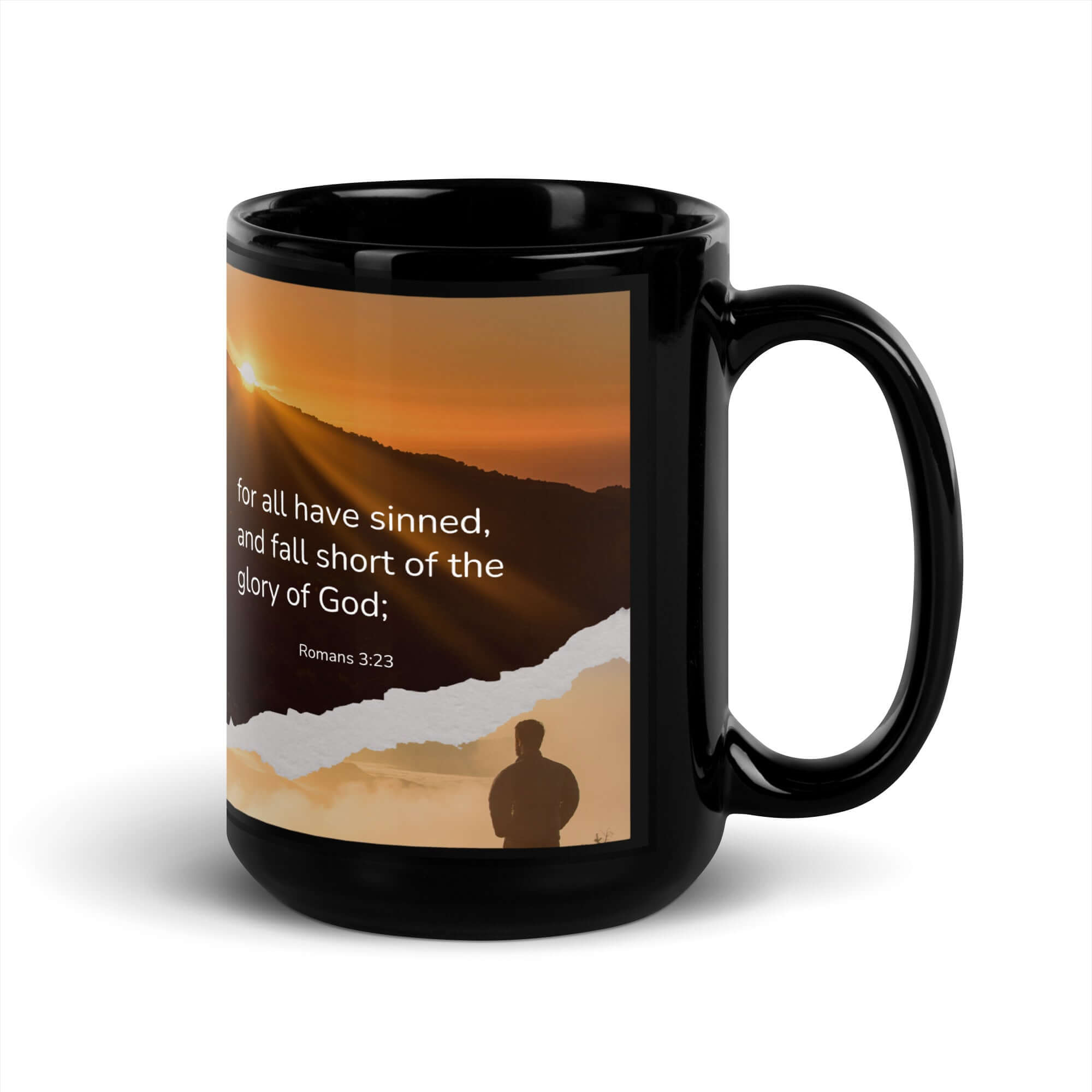 Romans 3:23 Bible Verse, of God Black Glossy Mug