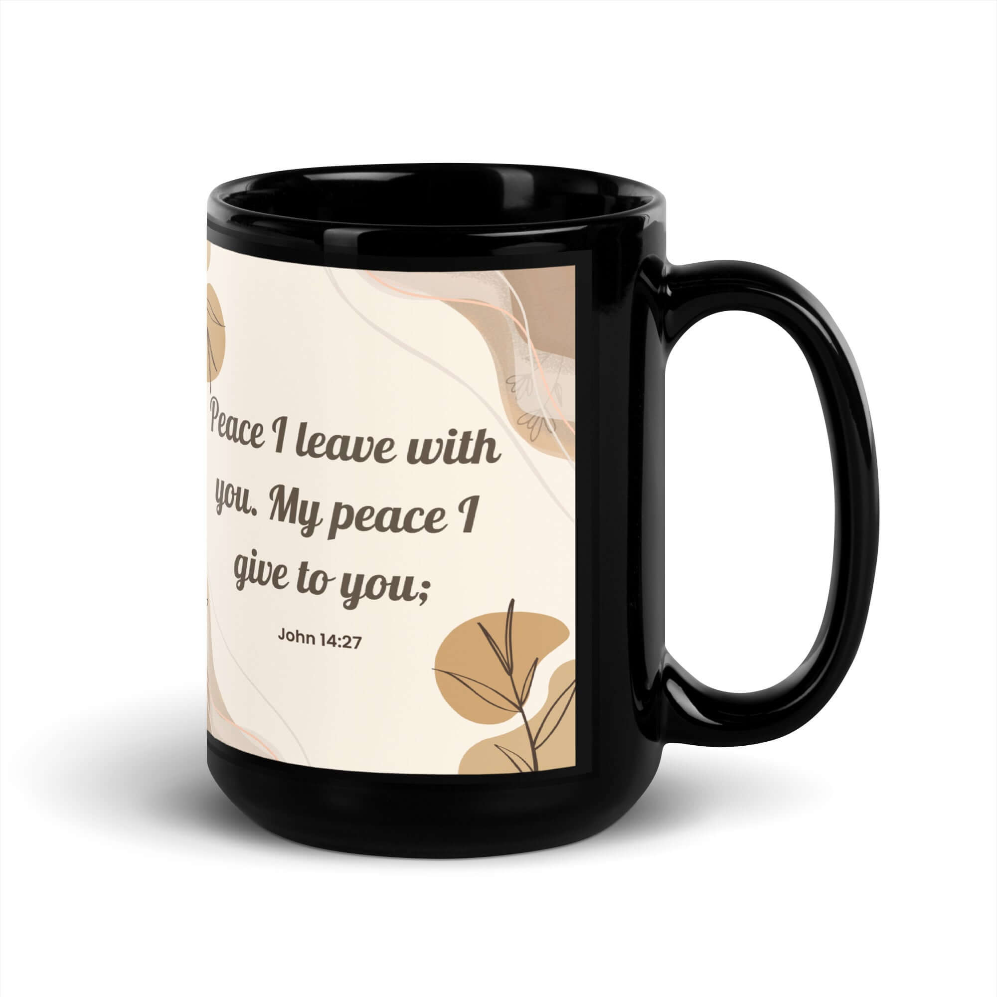 John 14:27 Bible Verse, Peace I Black Glossy Mug