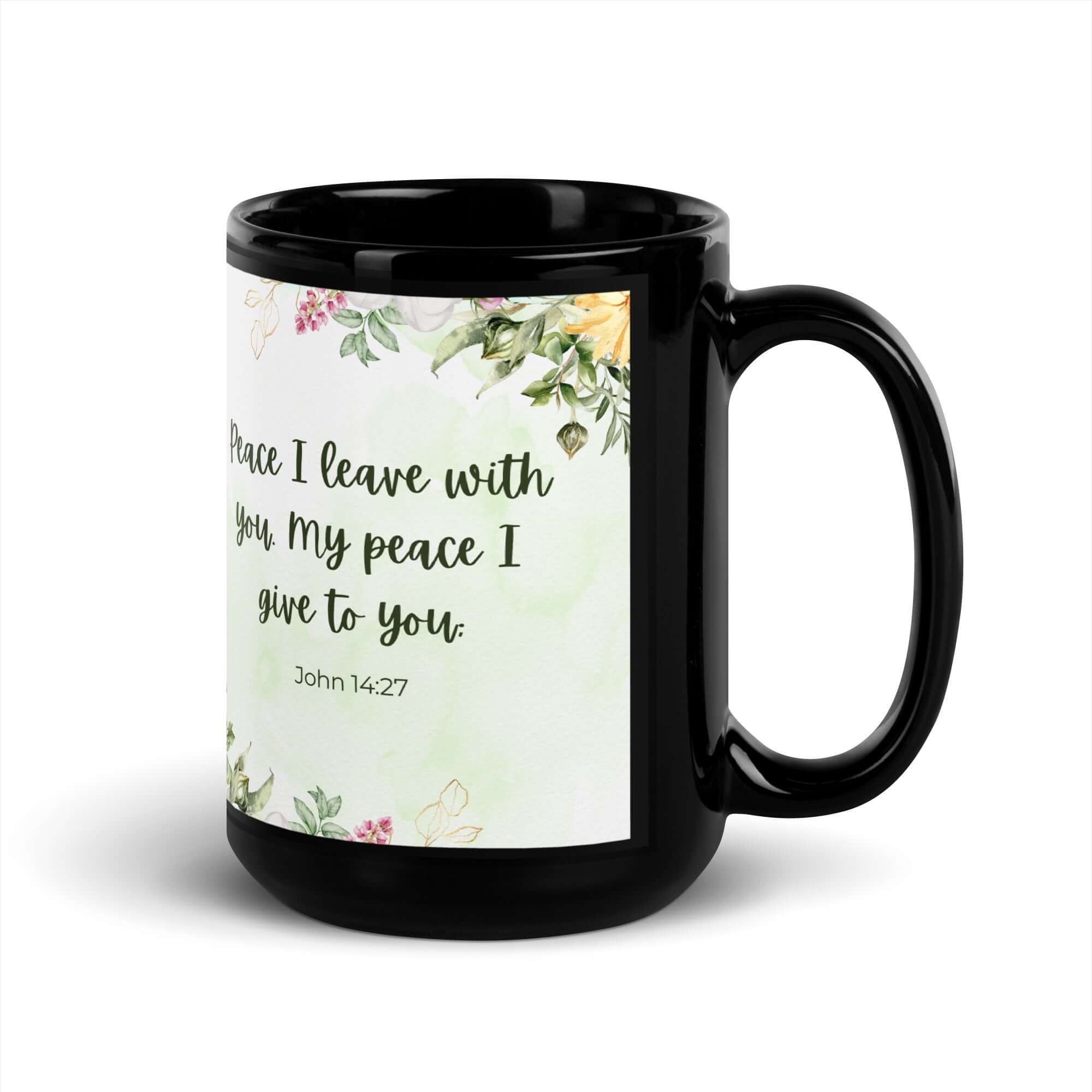 John 14:27 Bible Verse, My peace Black Glossy Mug