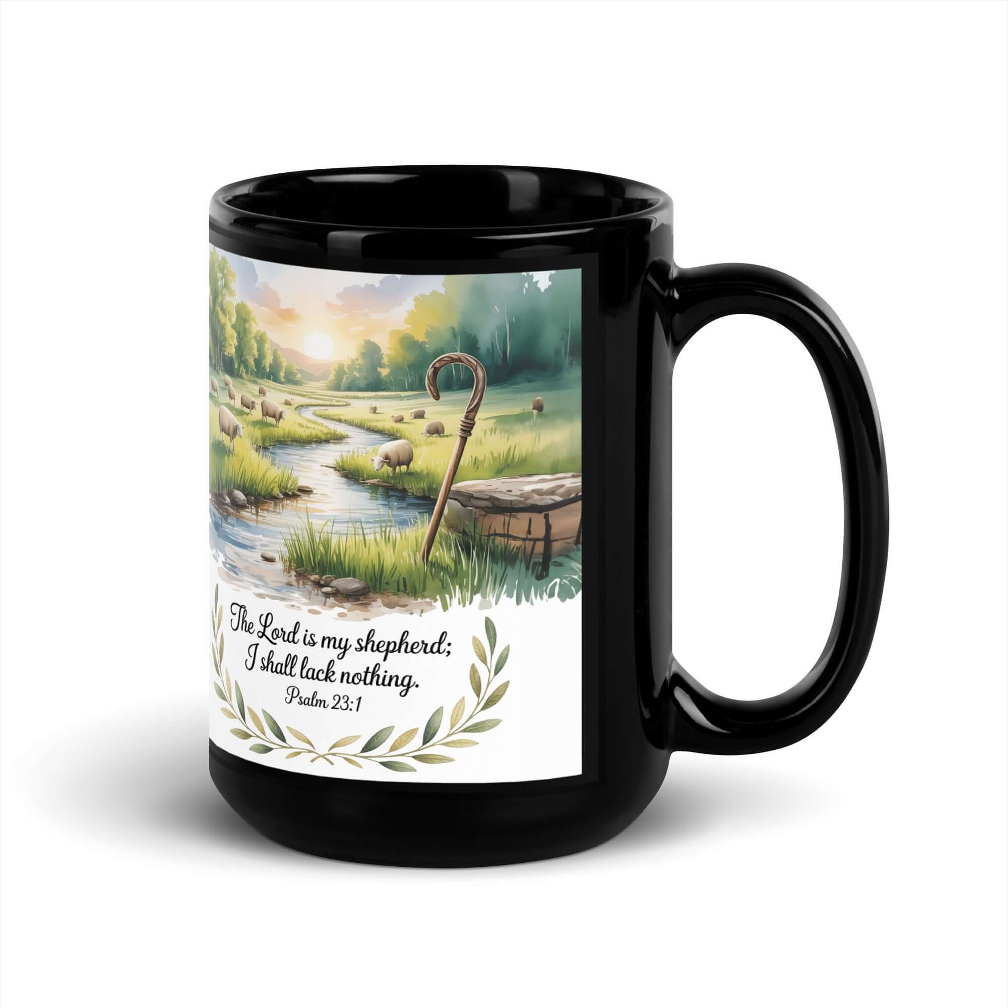 Psalm 23:1 Bible Verse, is my Black Glossy Mug
