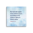 Philippians 4:19 Bible Verse, God will supply Canvas Print Wall Art 10″×10″