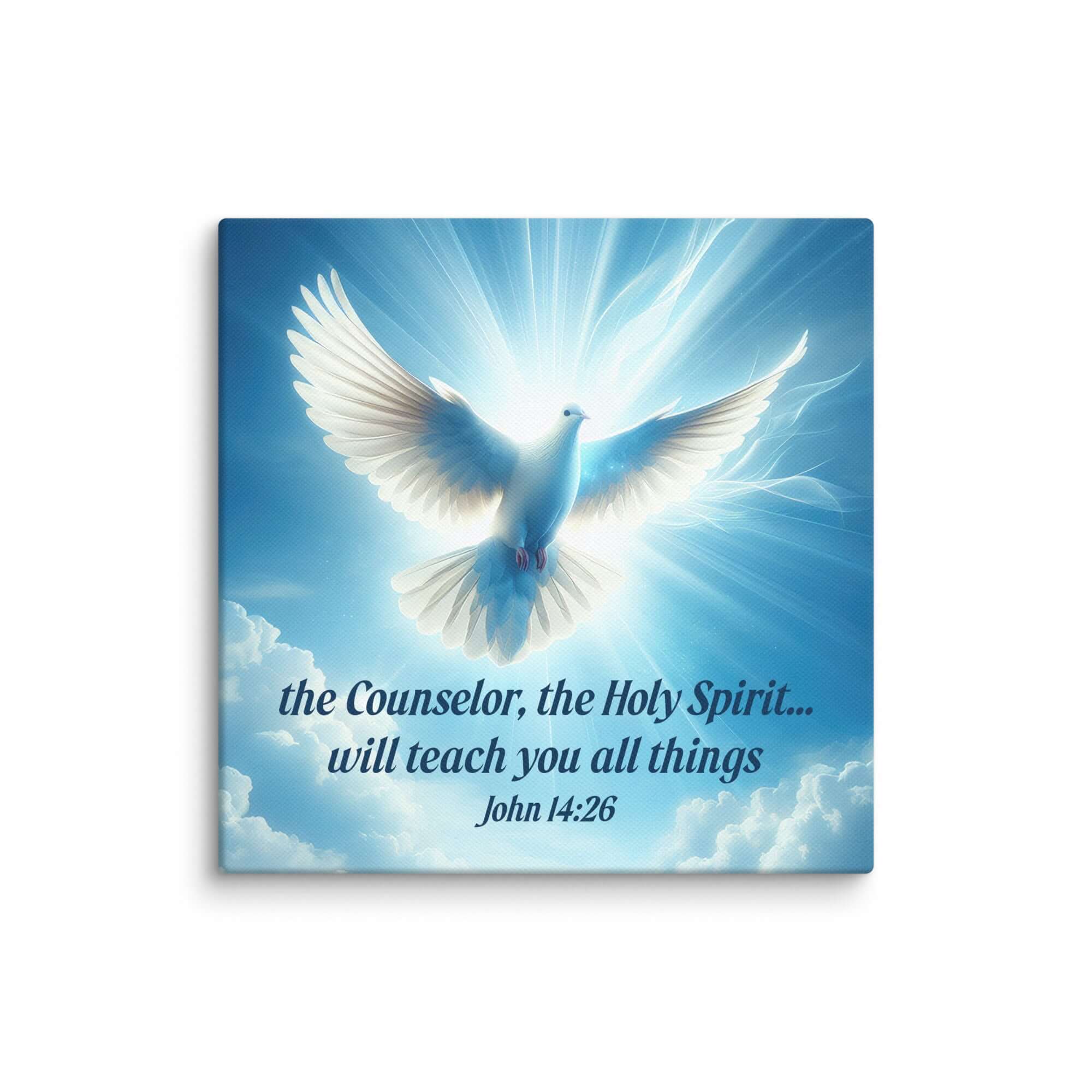 John 14:26 Bible Verse, Holy Spirit Dove Canvas Print Wall Art 10″×10″