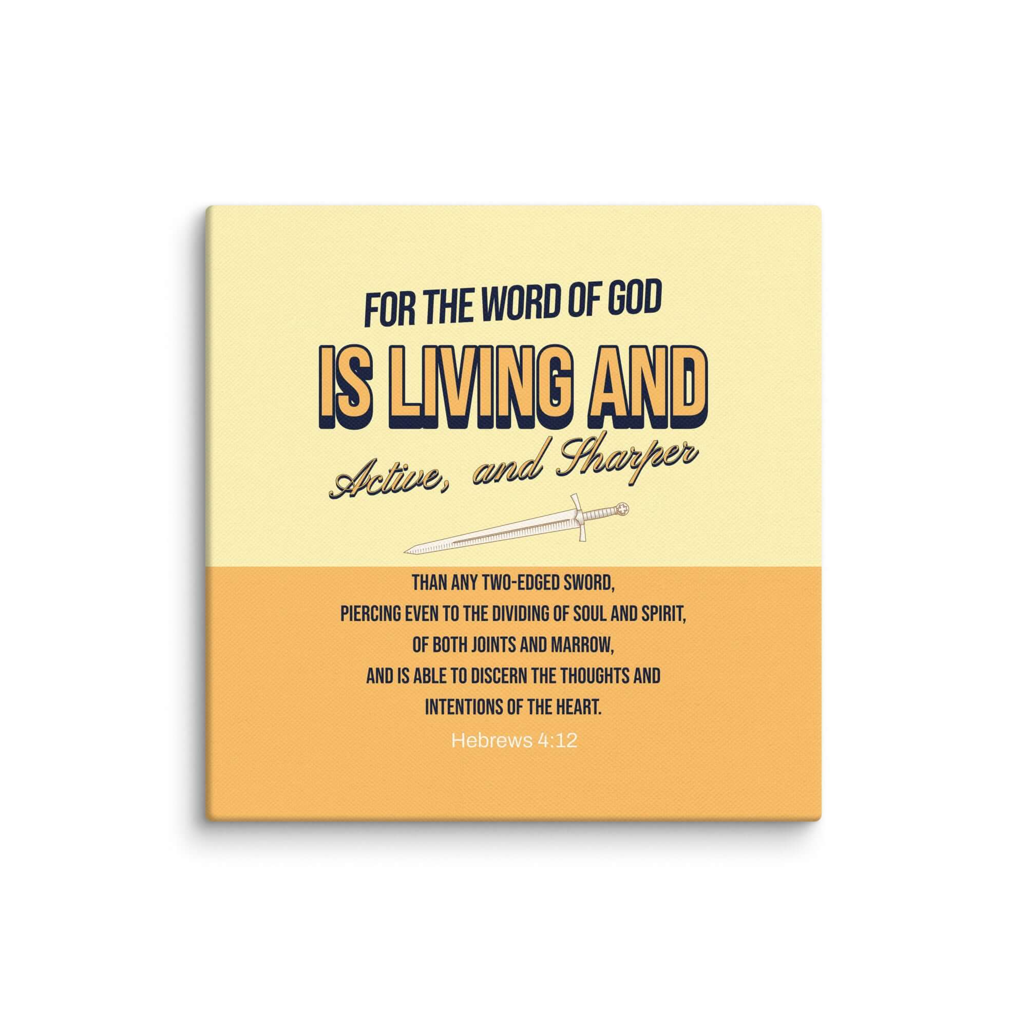 Hebrews 4:12 Bible Verse, living and active Canvas Print Wall Art 10″×10″