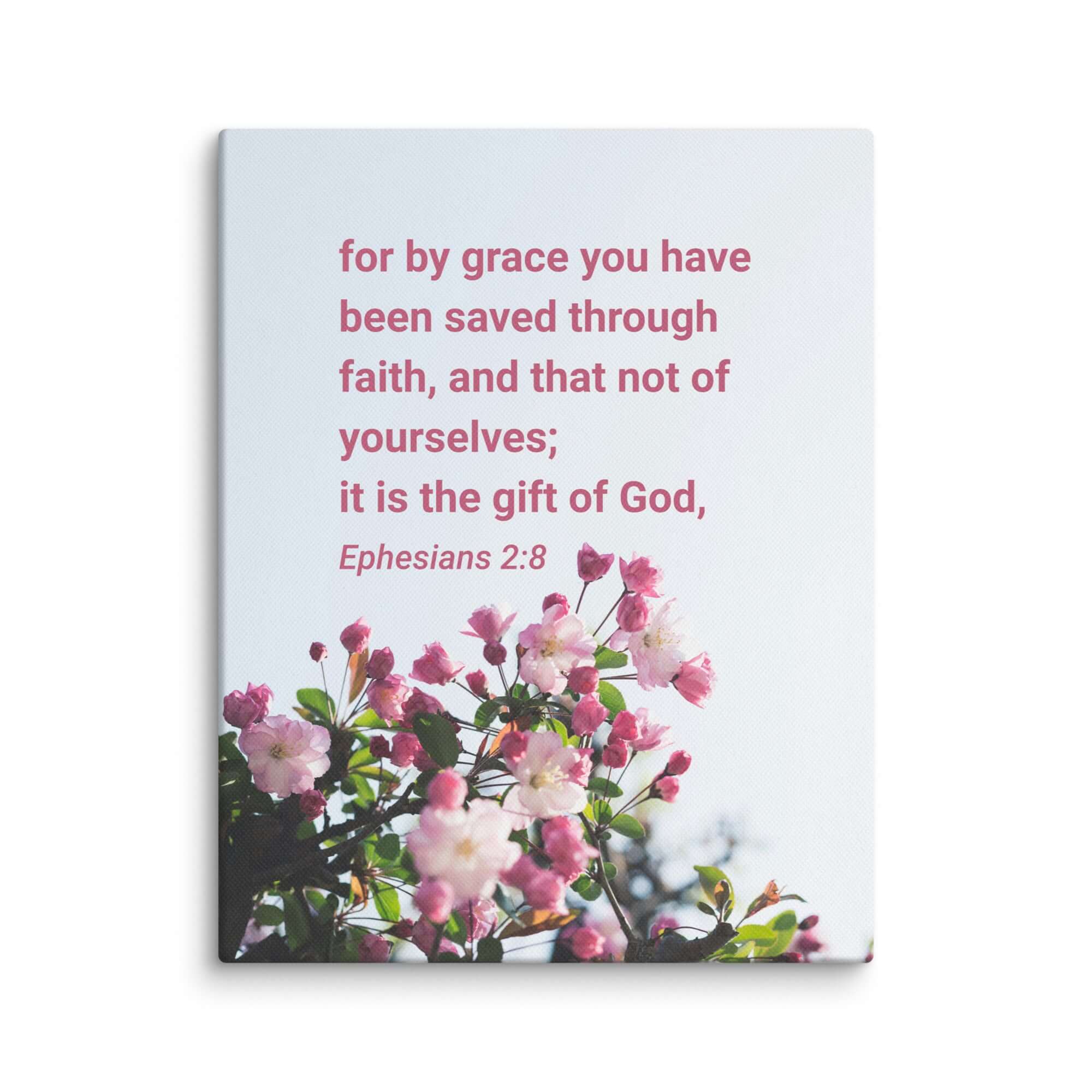 Ephesians 2:8 Bible Verse, saved through faith Canvas Print Wall Art 11″×14″