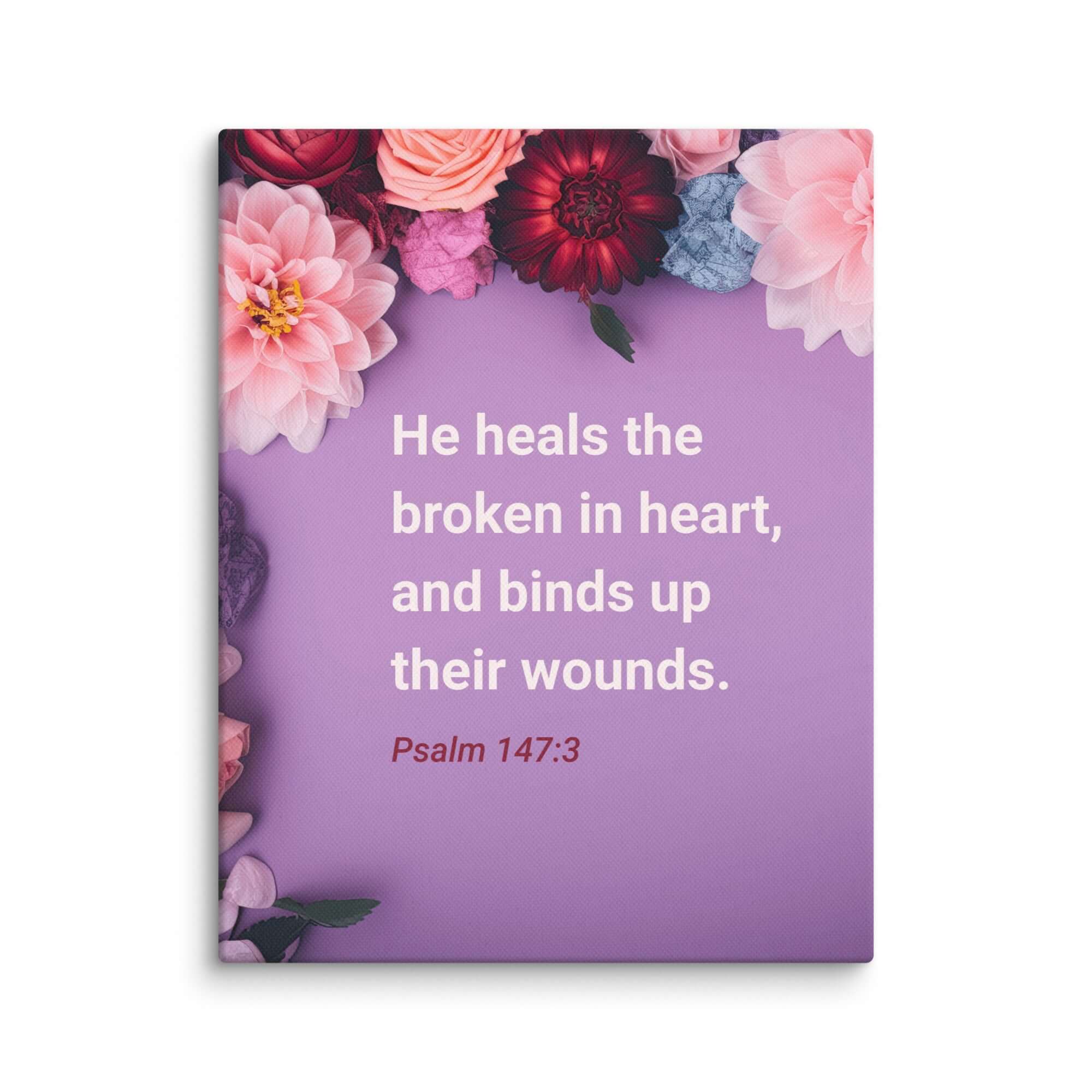 Psalm 147:3 Bible Verse, He heals the broken Canvas Print Wall Art 11″×14″