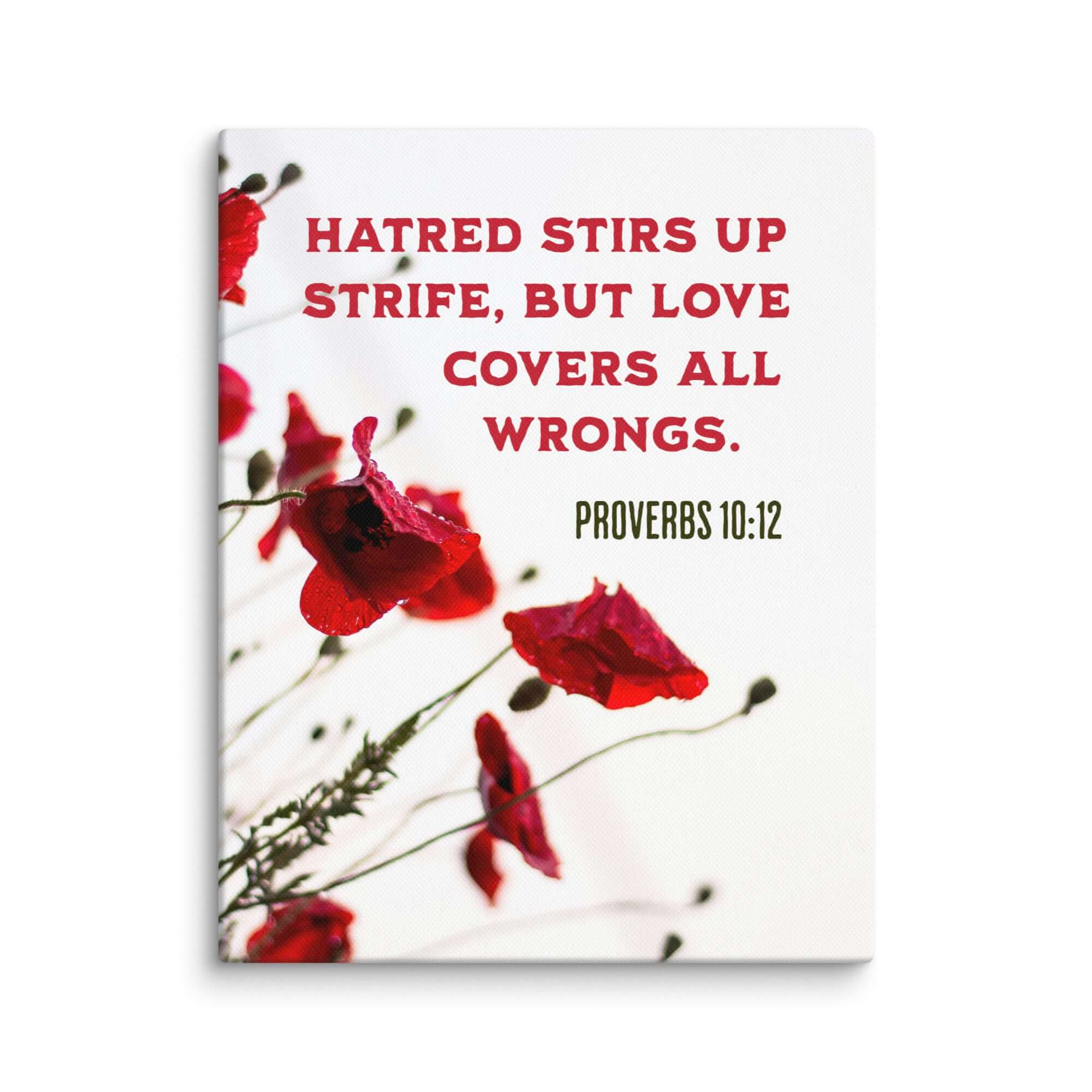 Proverbs 10:12 Bible Verse, Love Covers All Canvas Print Wall Art 11″×14″
