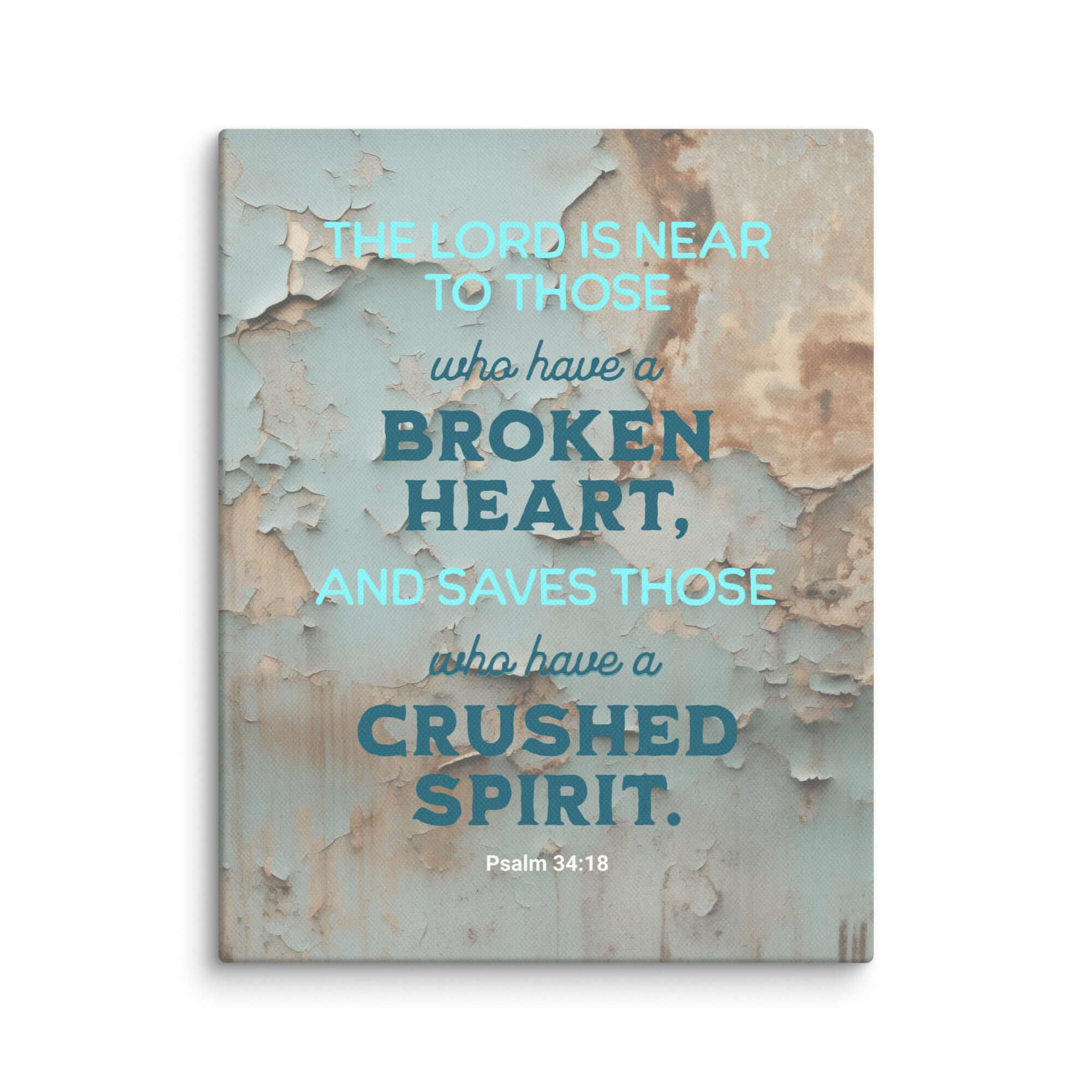 Psalm 34:18 Bible Verse, The LORD is Near Canvas Print Wall Art 11″×14″