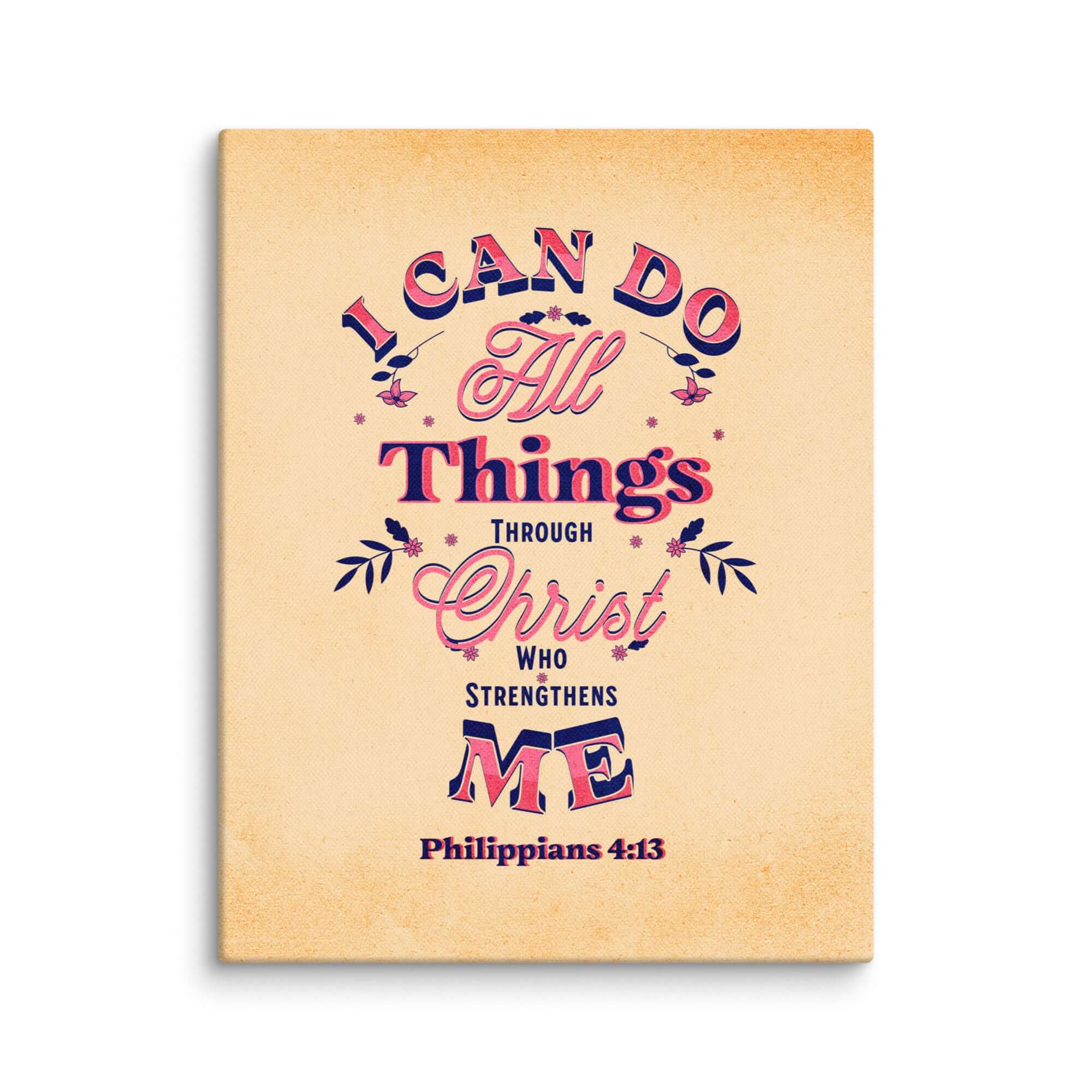 Philippians 4:13 Bible Verse, Christ Strengthens Me Canvas Print Wall Art 11″×14″