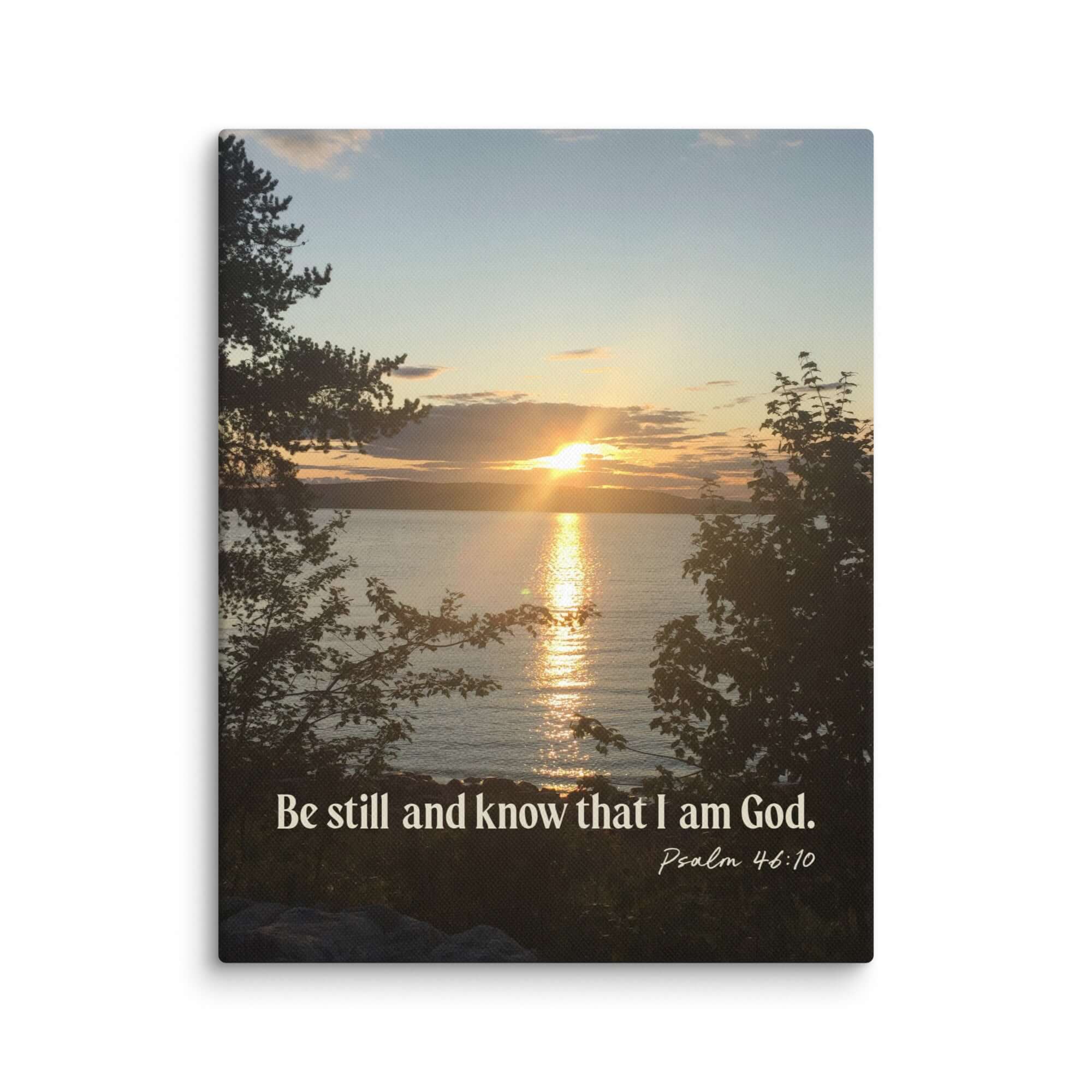 Psalm 46:10 Bible Verse, Sunset Glory Canvas Print Wall Art 11″×14″
