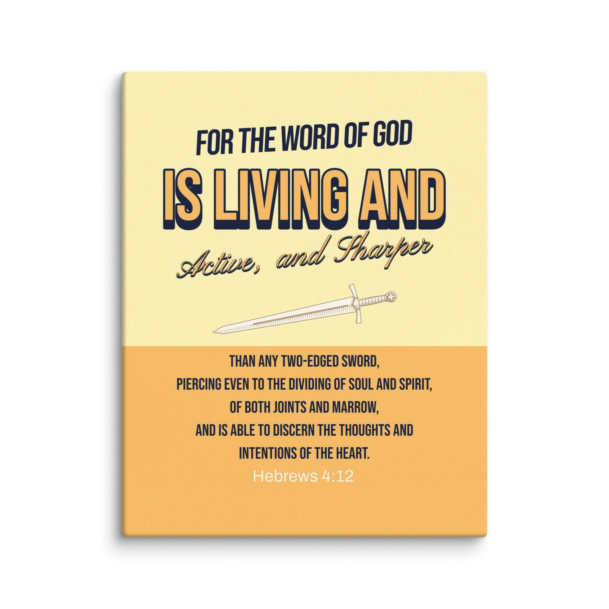 Hebrews 4:12 Bible Verse, living and active Canvas Print Wall Art 11″×14″