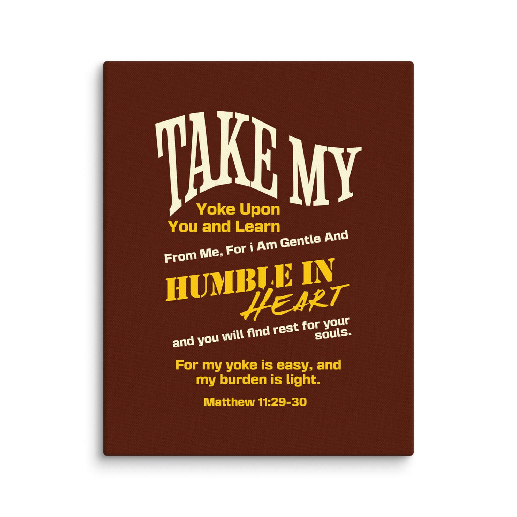 Matthew 11:29-30 Bible Verse, learn from me Canvas Print Wall Art 11″×14″
