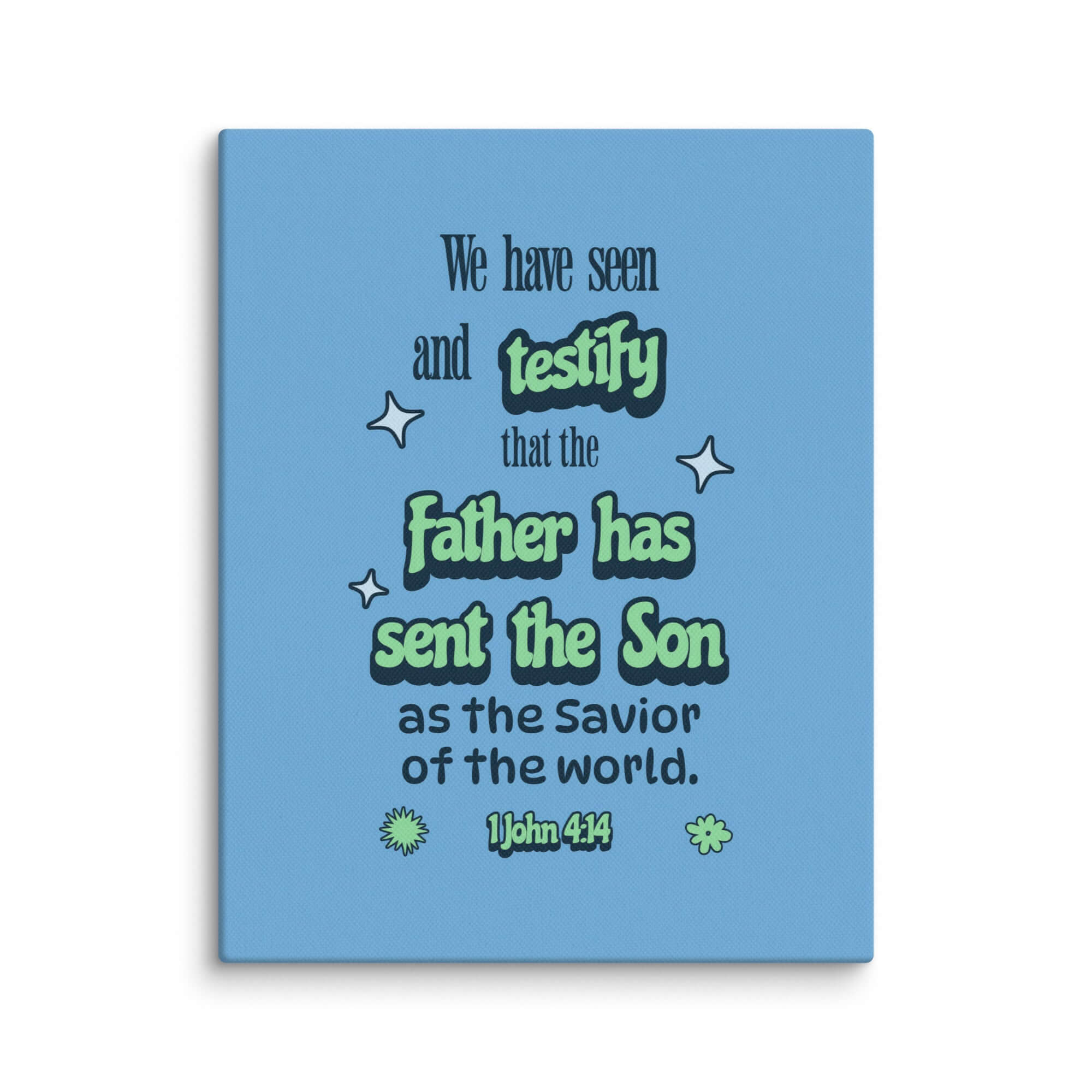 1 John 4:14 Bible Verse, sent the Son Canvas Print Wall Art 11″×14″