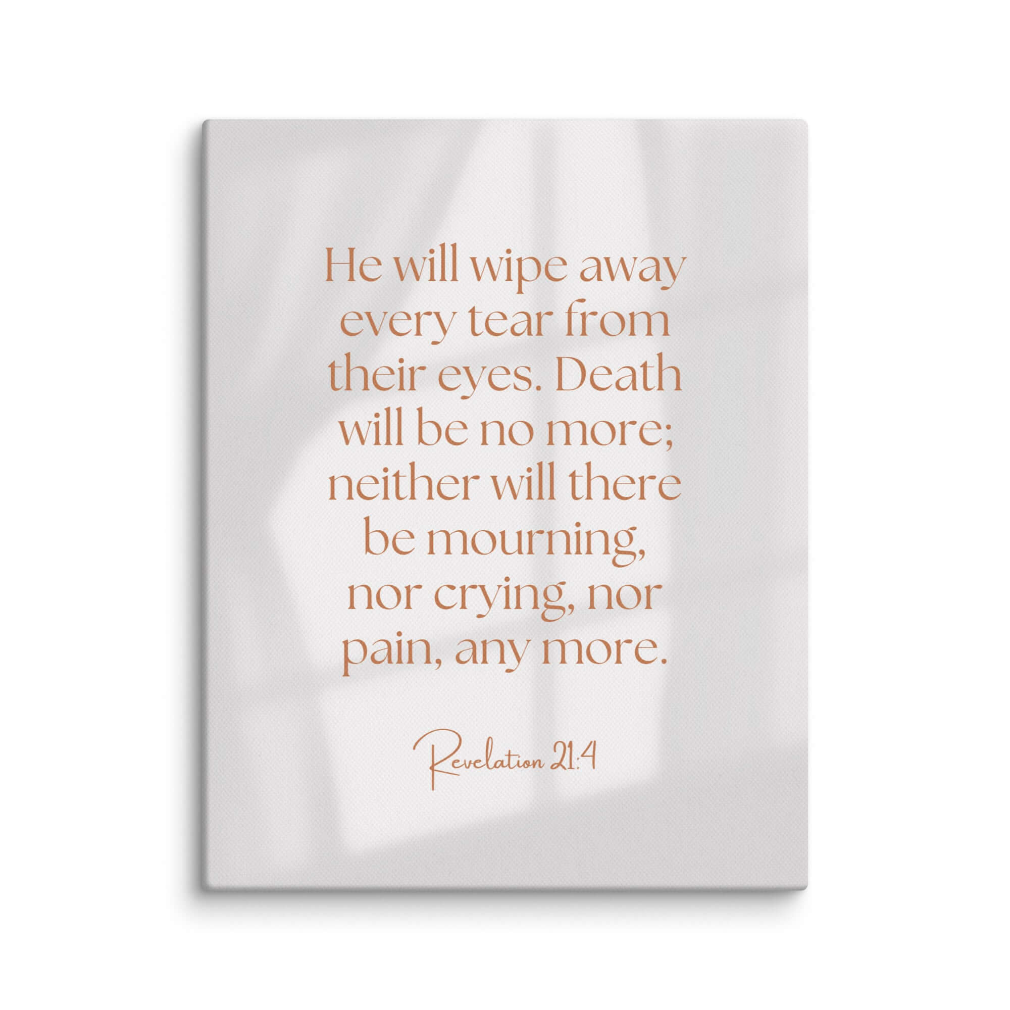 Revelation 21:4 Bible Verse, He will wipe Canvas Print Wall Art 11″×14″