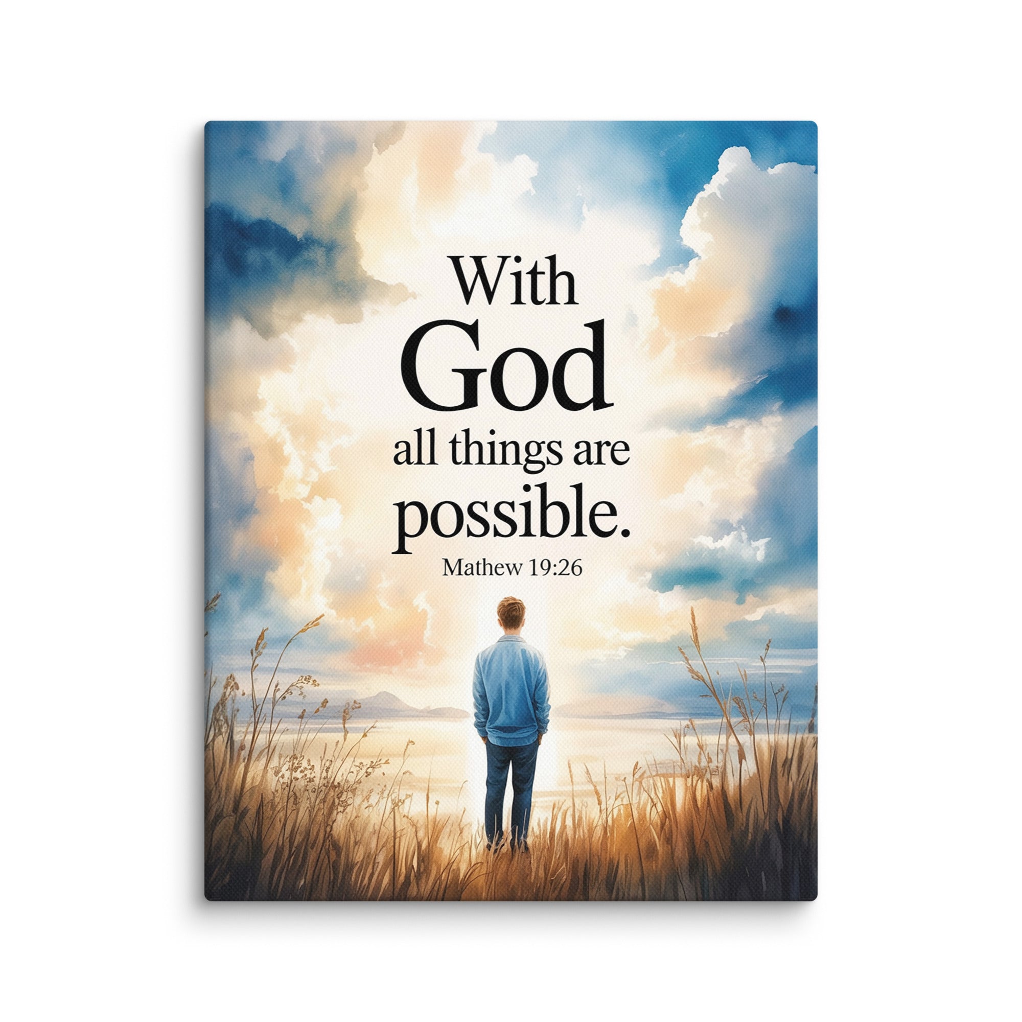 Matthew 19:26 Bible Verse Jesus Canvas 11″×14″