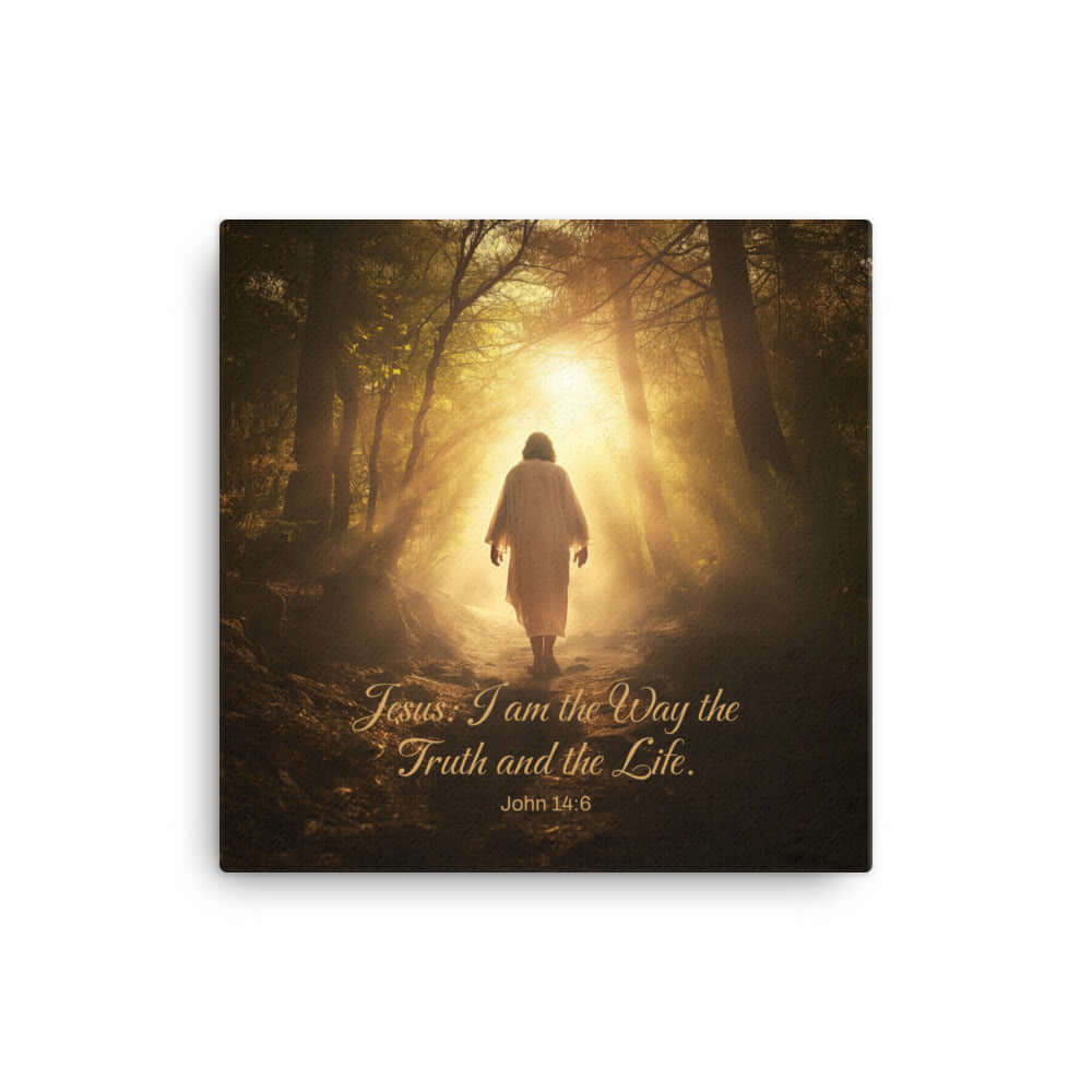 John 14:6 Bible Verse, Forest Image Canvas Print Wall Art 12″×12″
