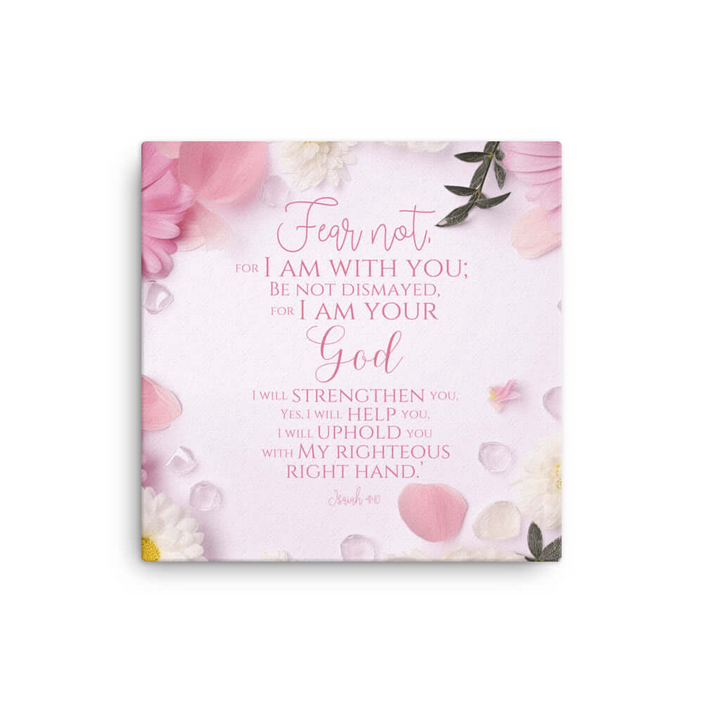Isaiah 41:10 Bible Verse, God will strengthen you Canvas Print Wall Art 12″×12″