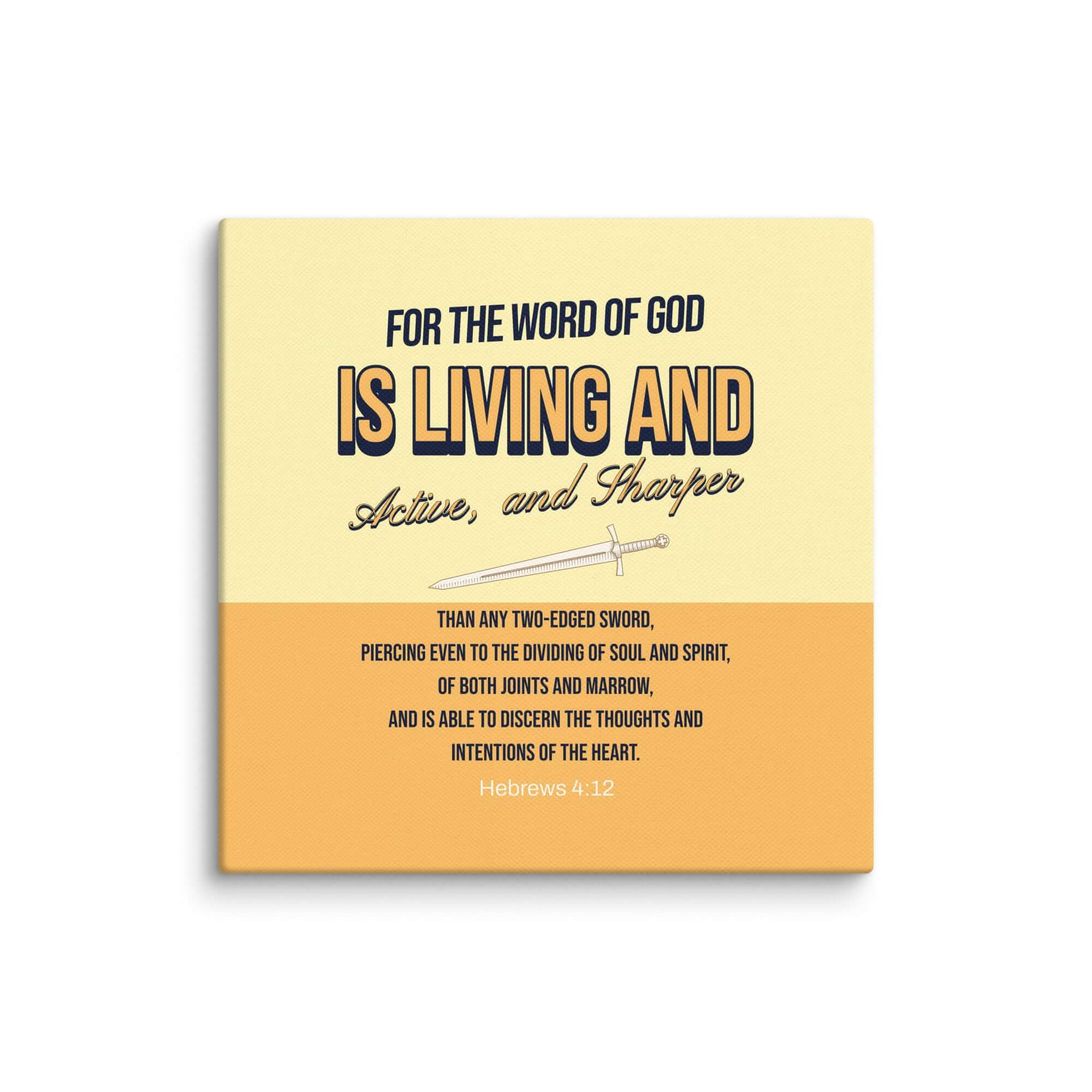 Hebrews 4:12 Bible Verse, living and active Canvas Print Wall Art 12″×12″